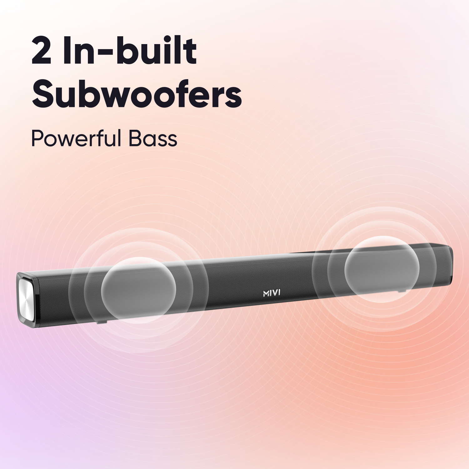 Image of Mivi Fort S60 with 2 inBuilt Subwoofers, 3EQ Modes, Remote Ctrl 60 W Bluetooth Soundbar