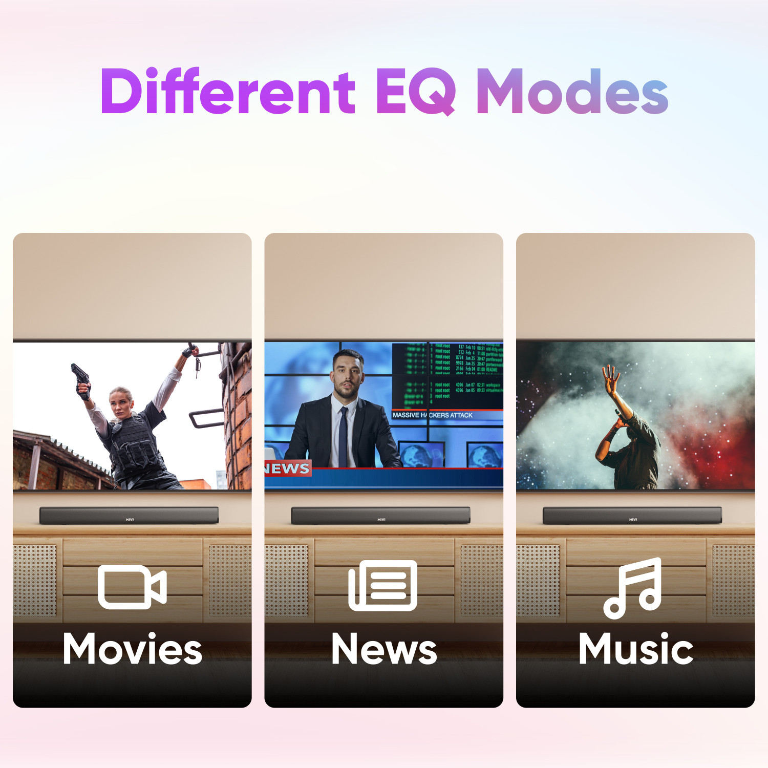 Image of Mivi Fort S60 with 2 inBuilt Subwoofers, 3EQ Modes, Remote Ctrl 60 W Bluetooth Soundbar