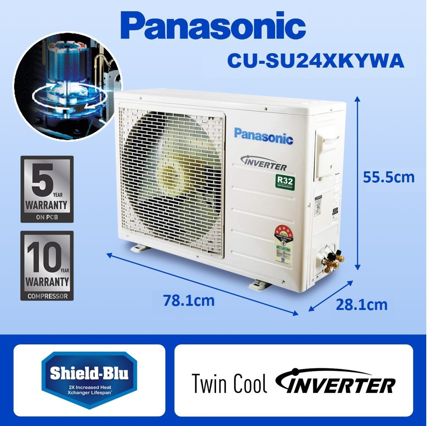 Image of Panasonic 2022 Model 2 Ton 3 Star Split Inverter with Wi-fi AC