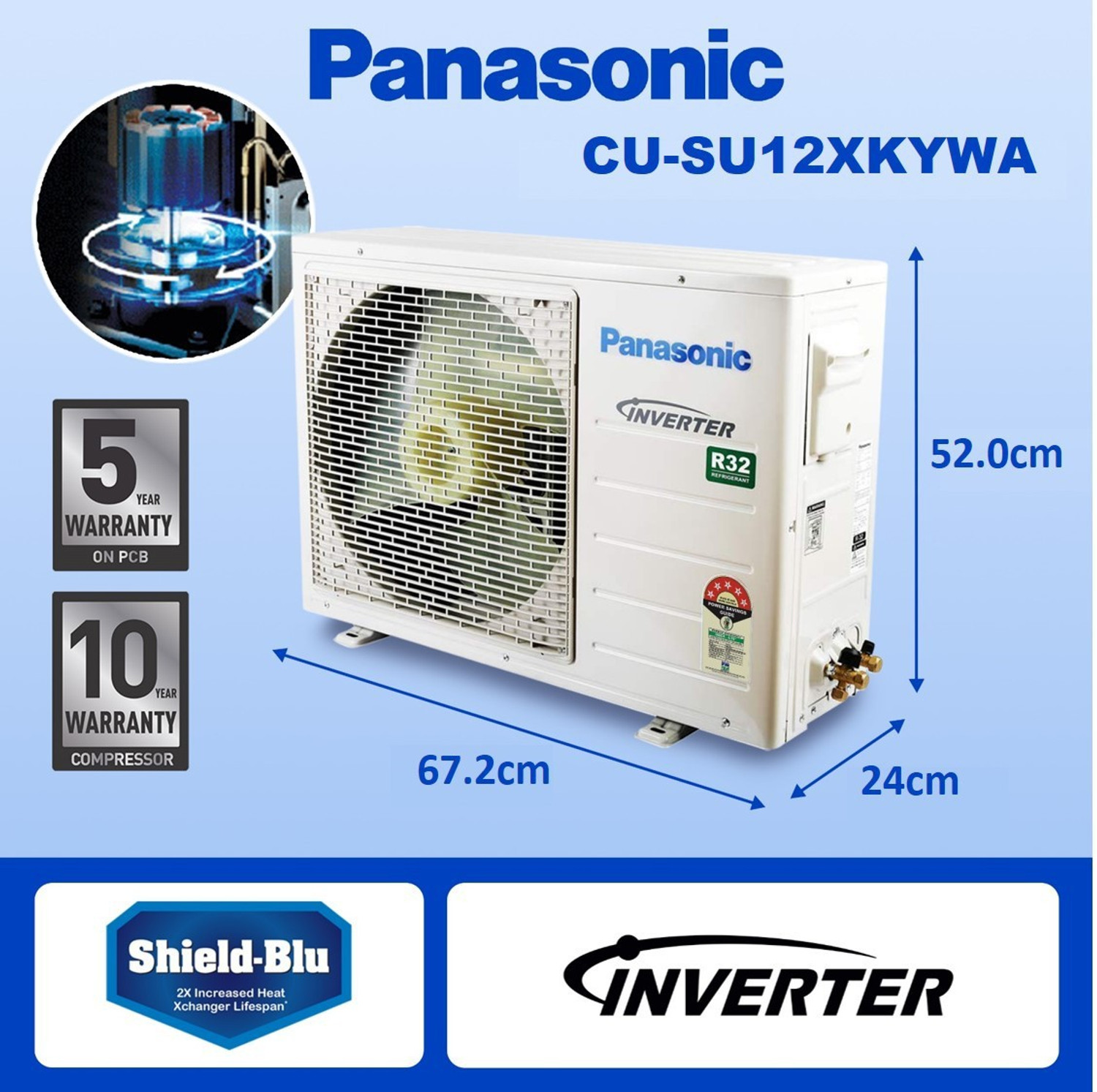 Image of Panasonic 1 Ton 3 Star Split Inverter AC with Wi-fi Connect - White (CS /CU-SU12XKYWA, Copper Condenser)