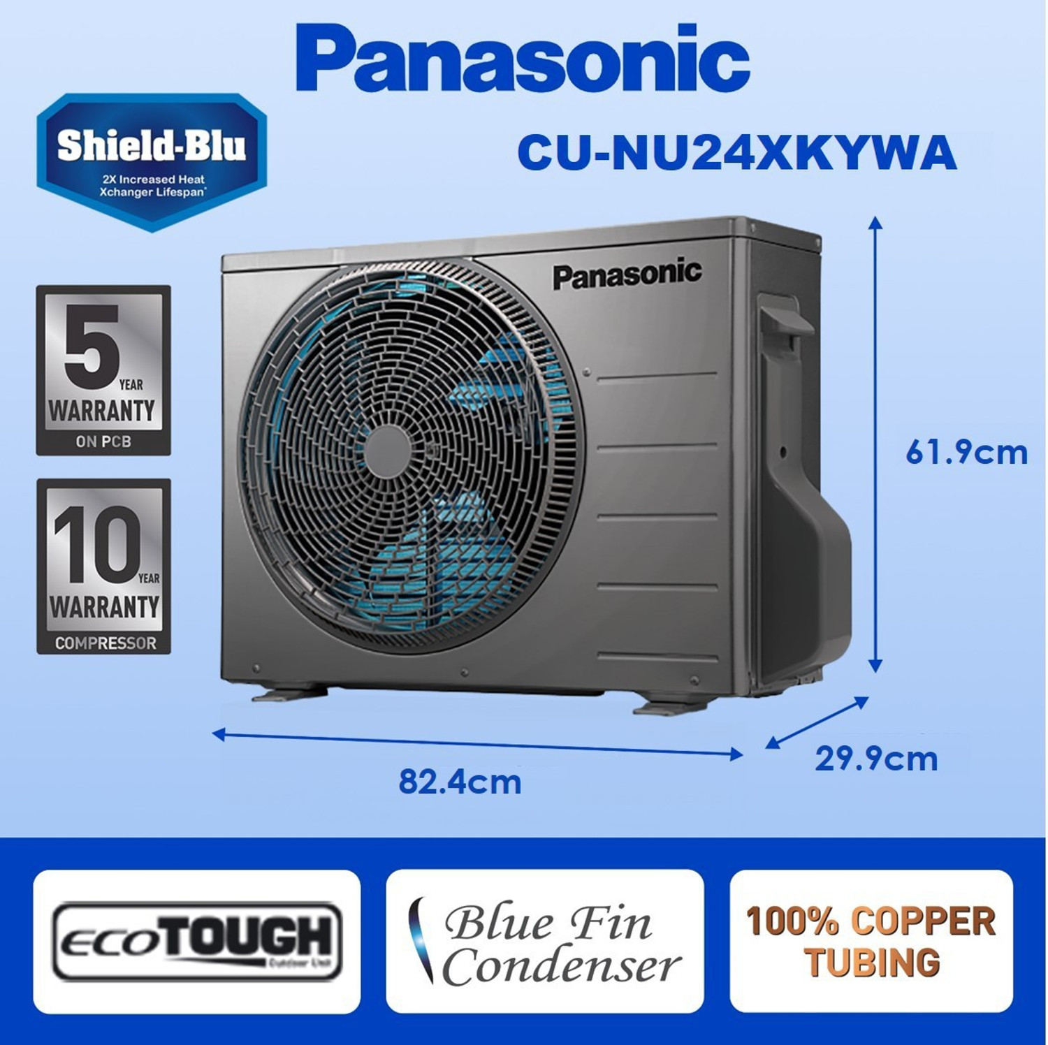 Image of Panasonic 2 Ton 5 Star Split Inverter AC with Wi-fi Connect - White (CS /CU-NU24XKYWA, Copper Condenser)