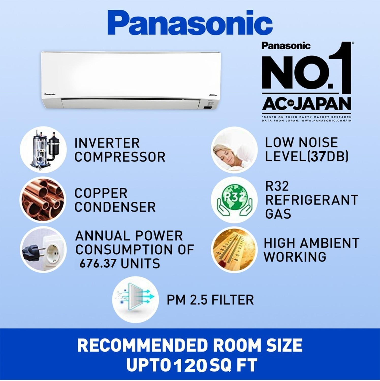 Image of Panasonic 1 Ton 3 Star Split Inverter AC with Wi-fi Connect - White (CS /CU-SU12XKYWA, Copper Condenser)