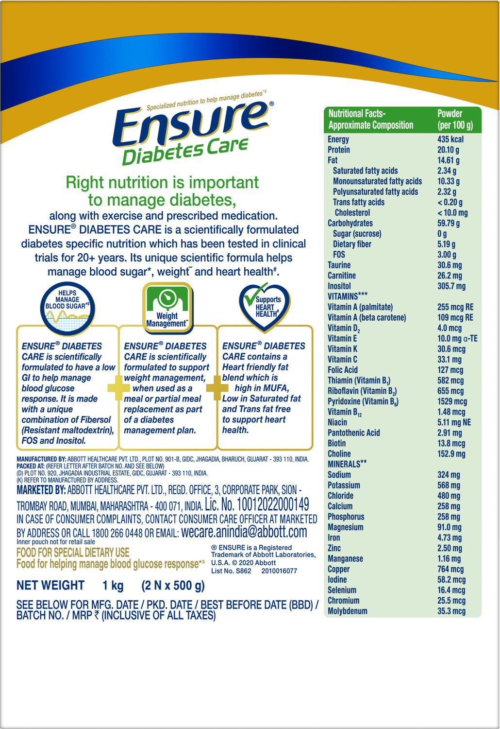 Image of ENSURE Diabetes Care-High Protein, High Fibre & 4X Myo-Inositol
