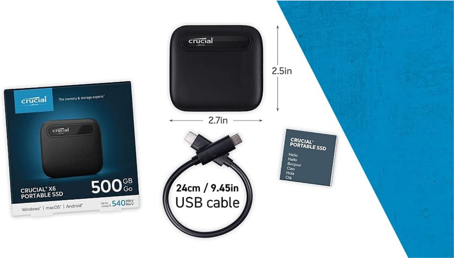 Image of Crucial 1 TB External Solid State Drive (SSD)