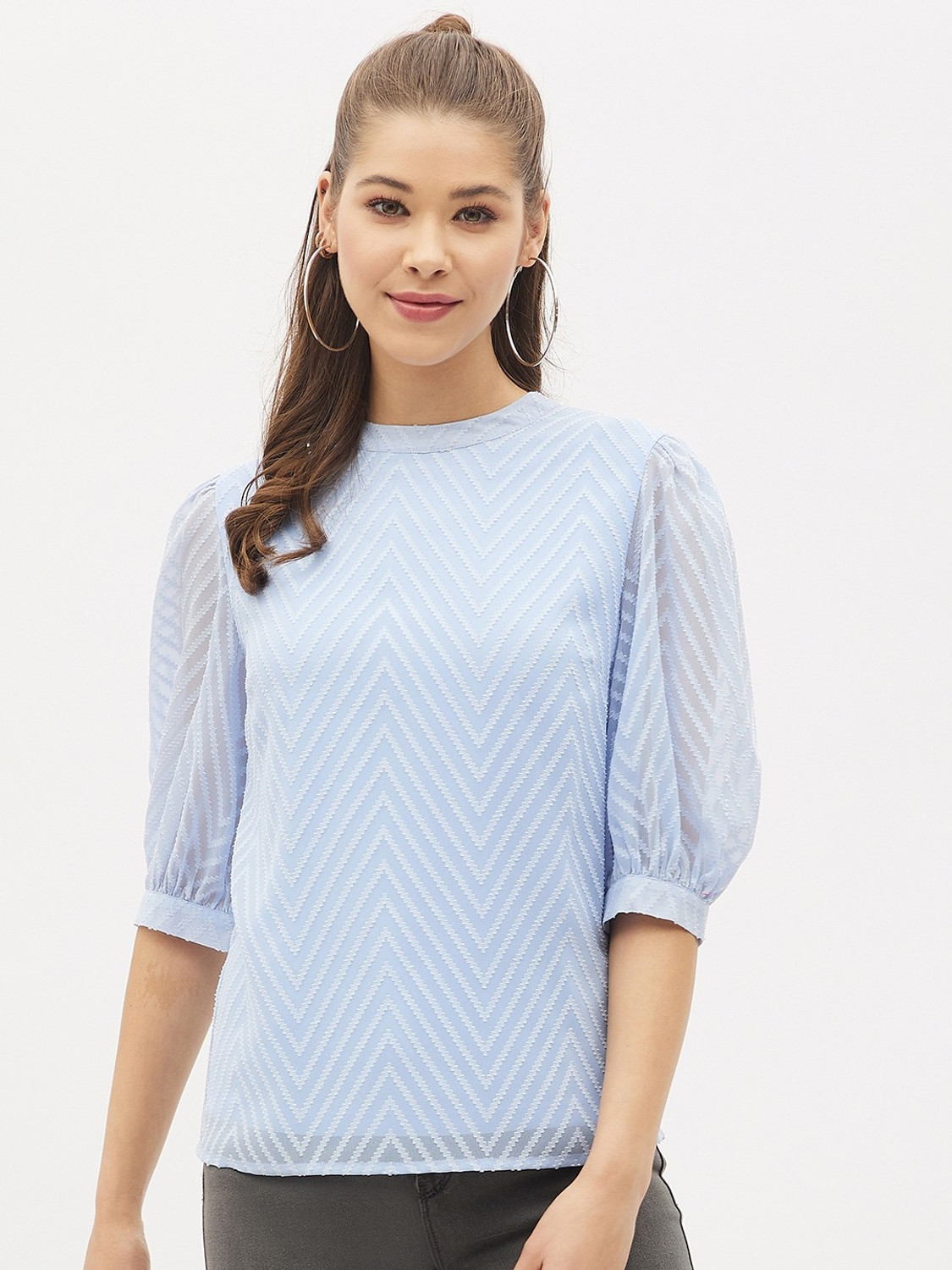 HARPA Casual Self Design Women Blue Top Price History