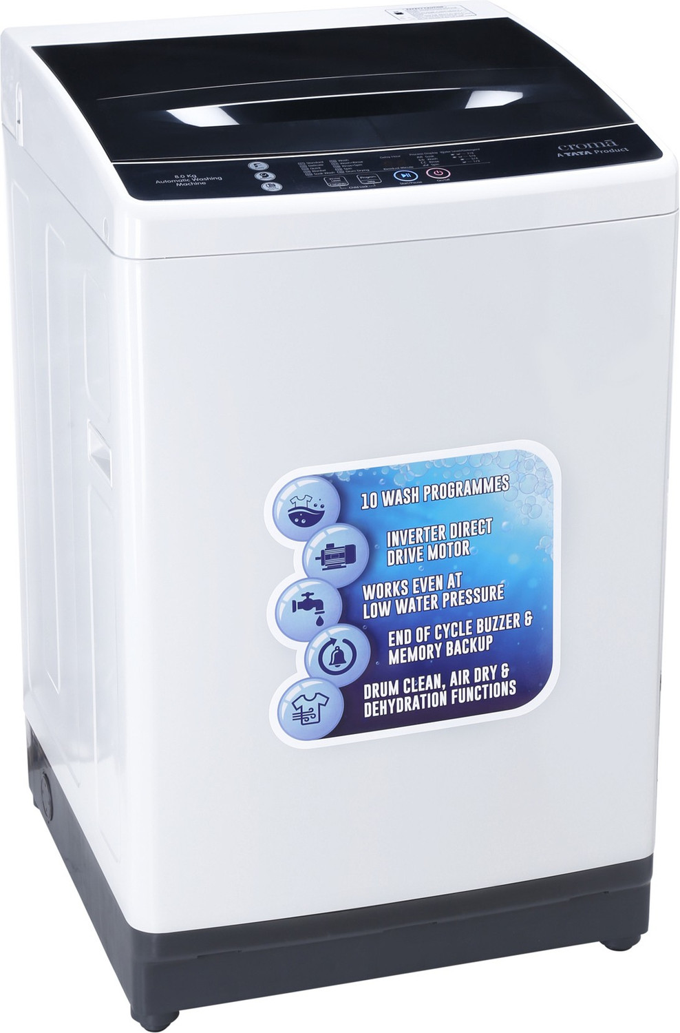 Image of Croma 8 kg Fully Automatic Top Load Washing Machine Grey