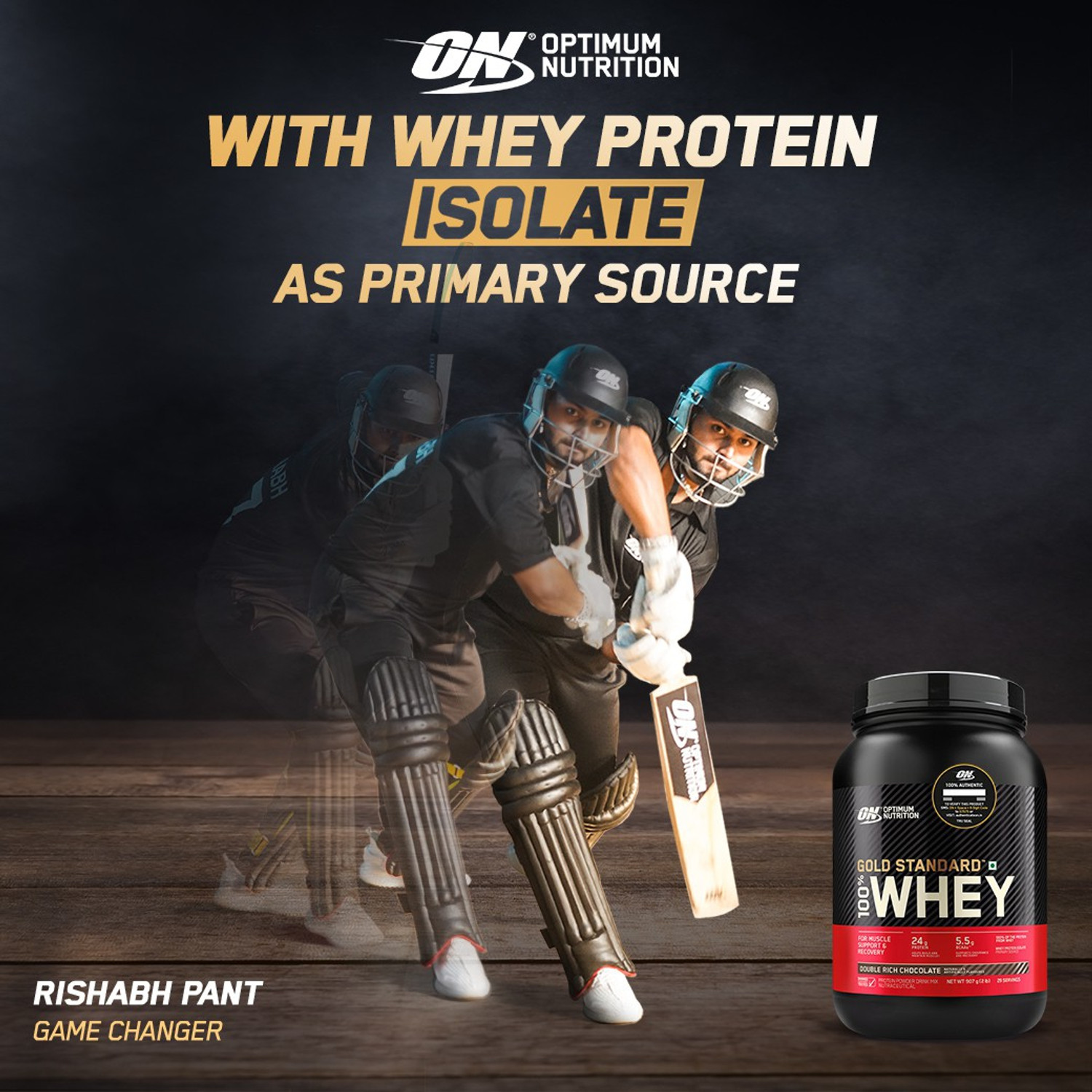 Image of Optimum Nutrition (ON) RCB Limited Edition Gold Standard 100% Whey protein ,primary source Isolate Whey Protein