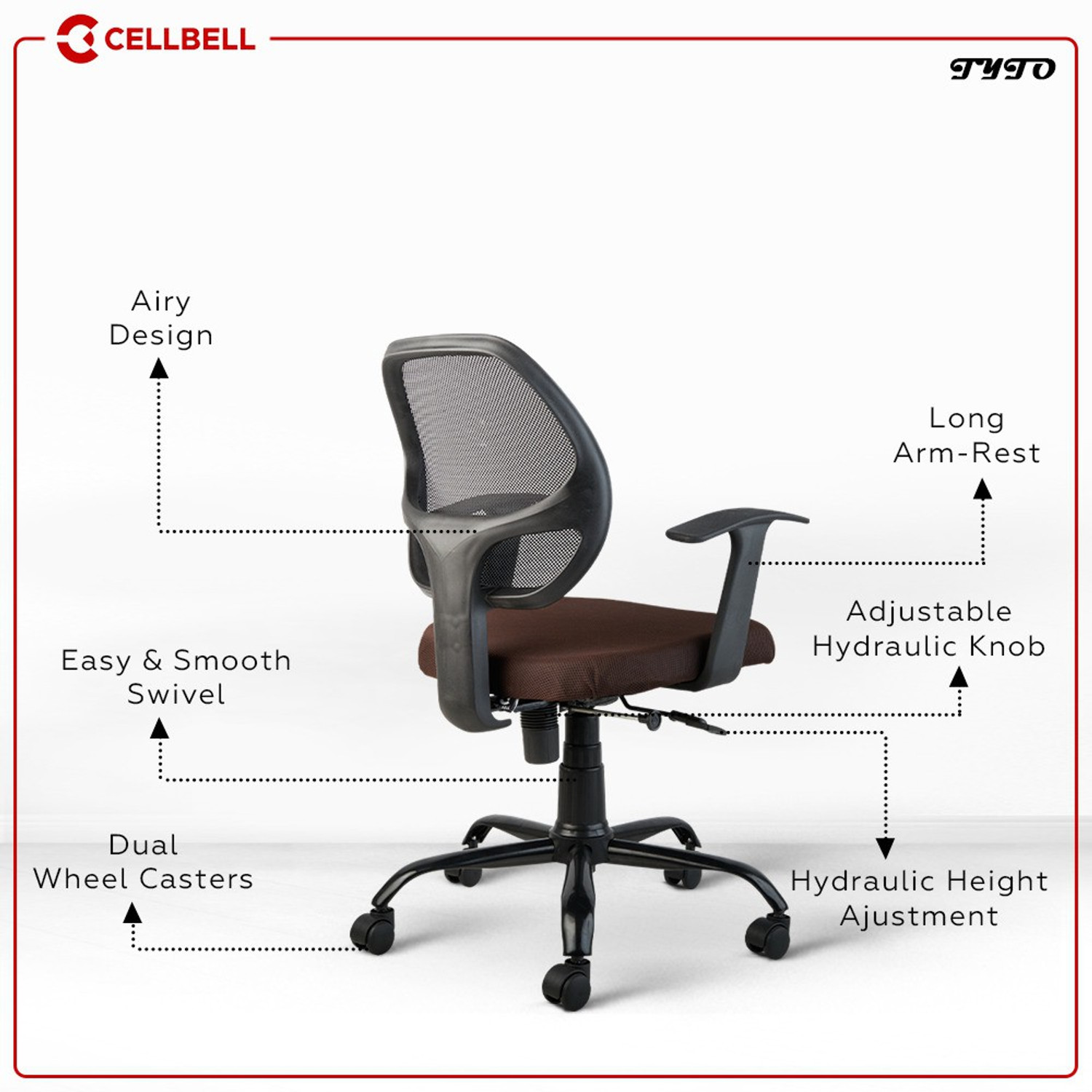 Image of CELLBELL CELLBELL Tyto C103 Mid Back Mesh Office Executive Chair Mesh Office Executive Chair