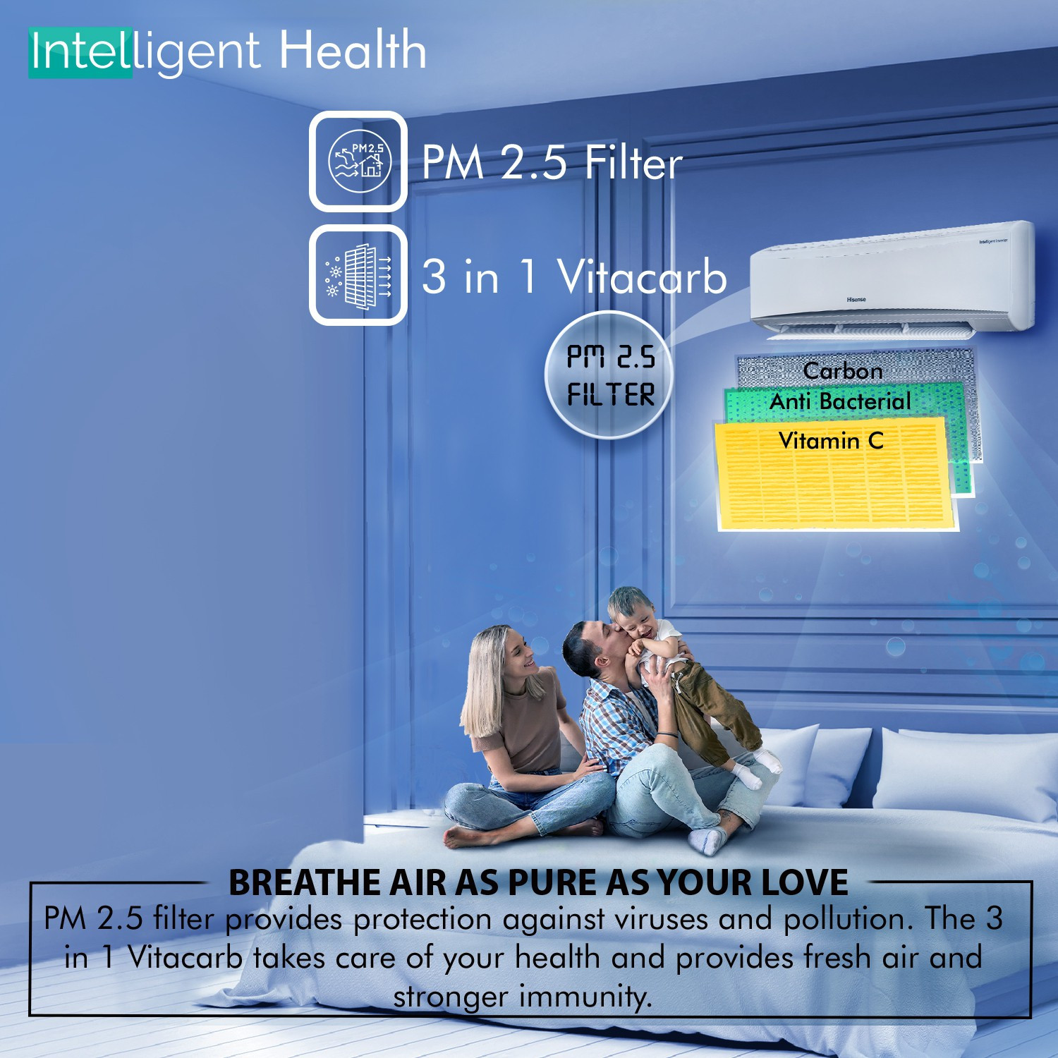 Image of Hisense 2022 Model 1.5 Ton 4 Star Split Inverter PM 2.5 Filter AC