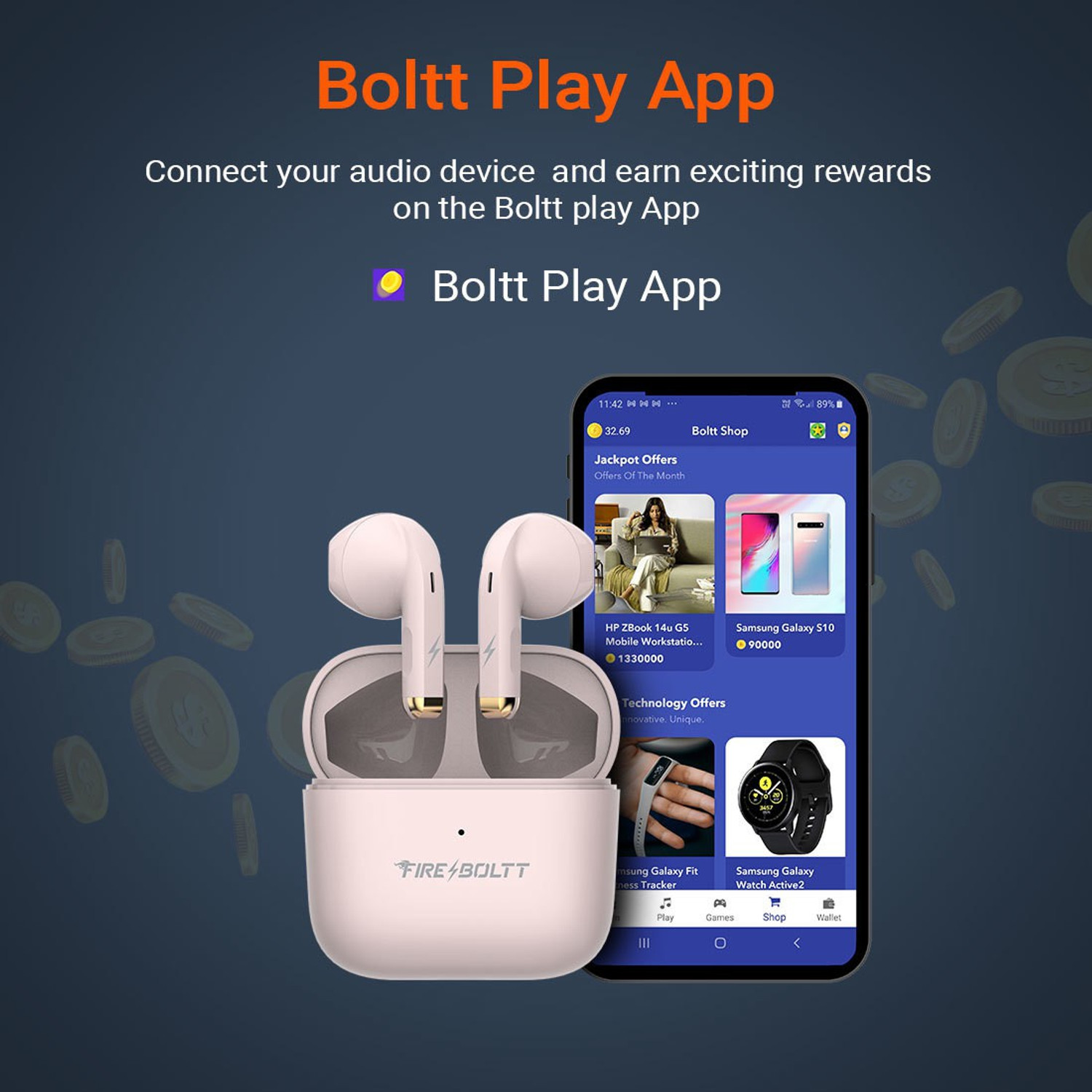 Image of Fire-Boltt Fire Pods Ninja G201 Earbuds TWS IWP HD Calls, Quick Charge 24hrs playback Bluetooth