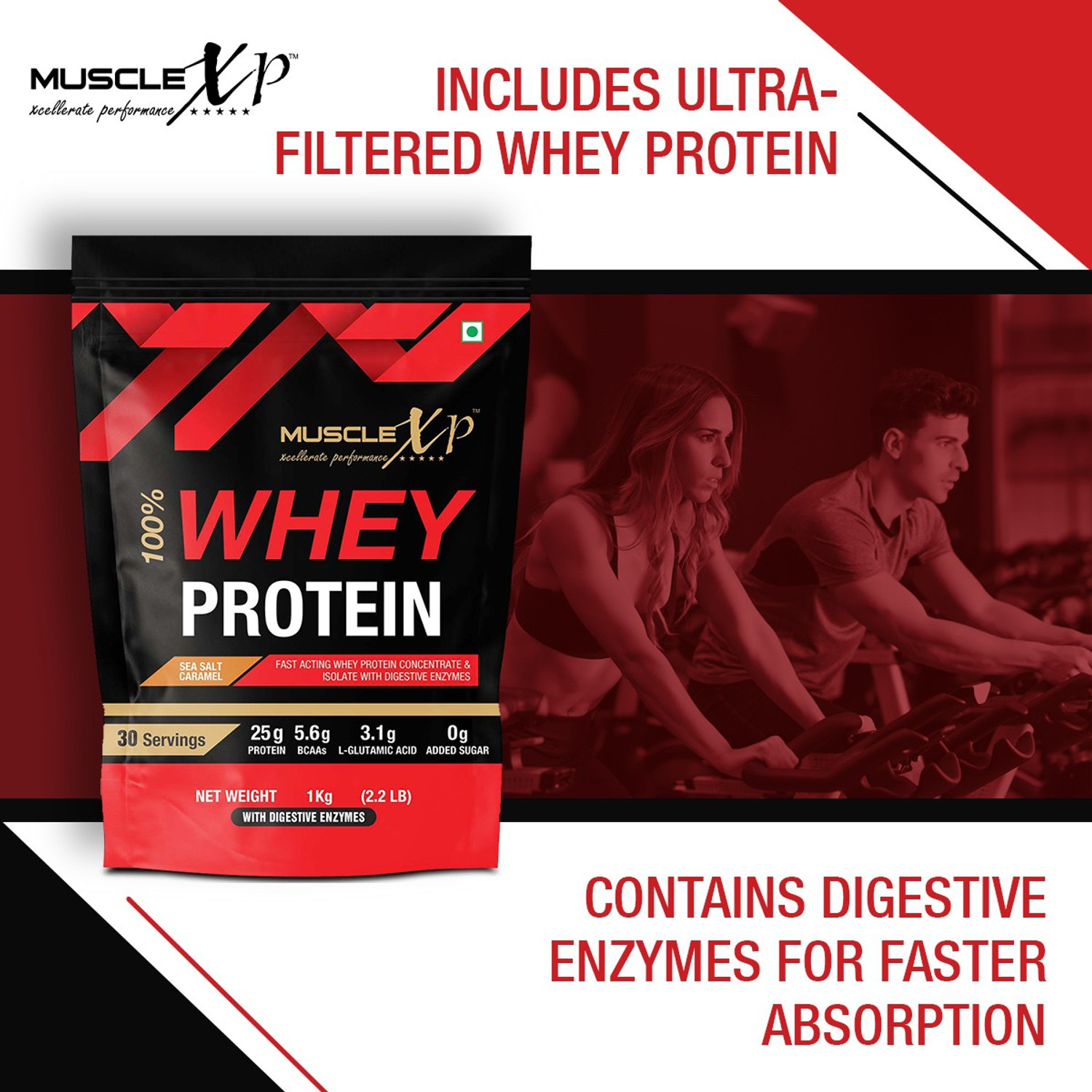 Image of MuscleXP 100% Whey Protein with Whey Protein Isolate Blend (75g Protein) Whey Protein