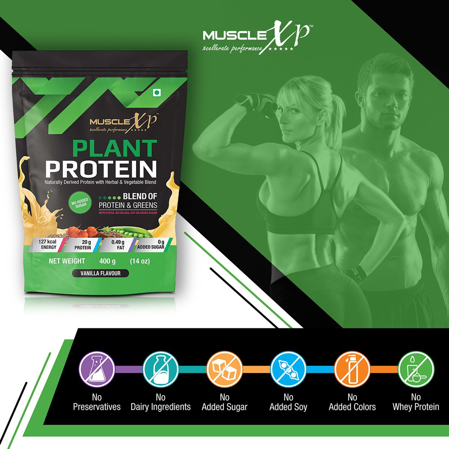 Image of MuscleXP Plant Protein - Natural Protein Powder with Pea Protein Plant-Based Protein
