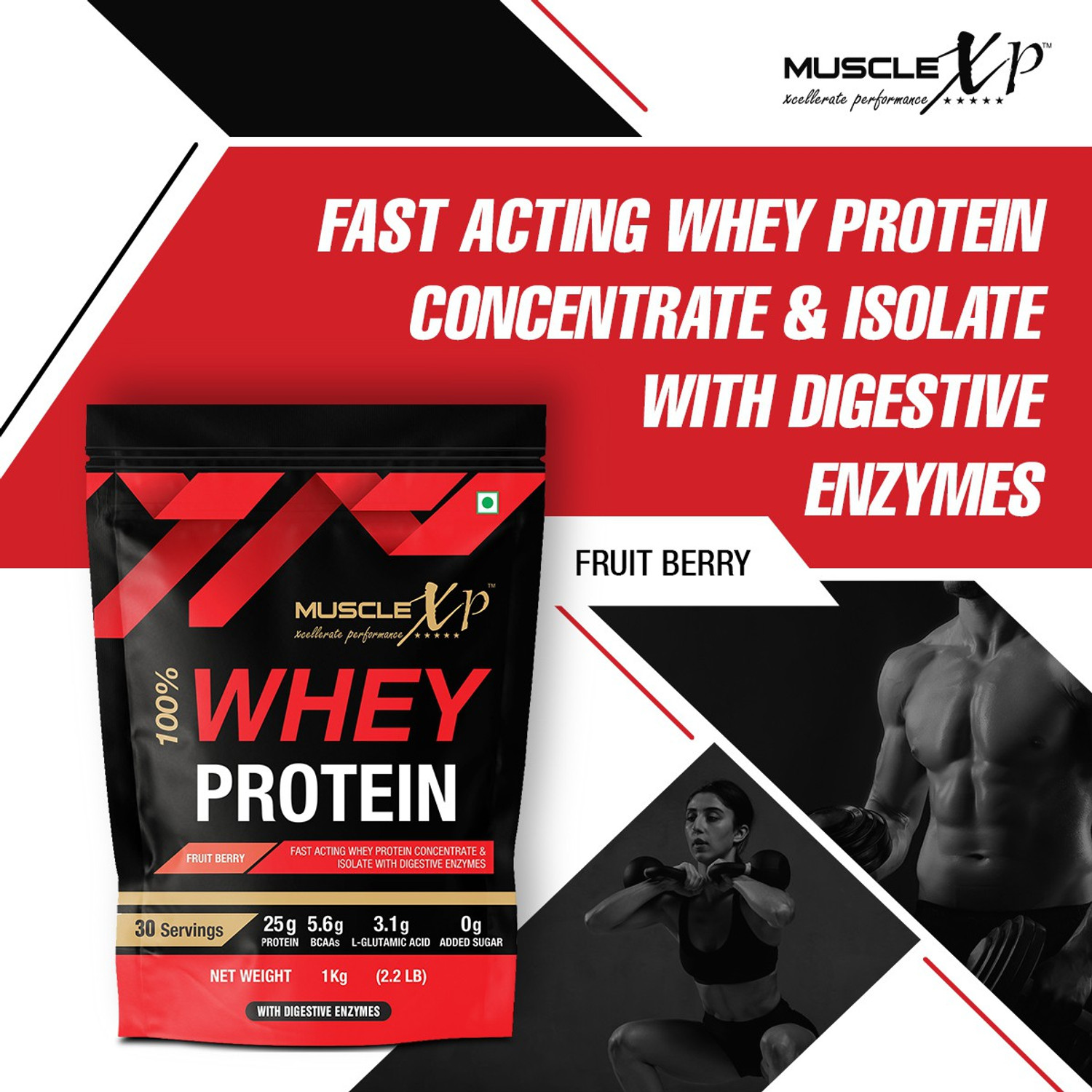 Image of MuscleXP 100% Whey Protein with Whey Protein Isolate Blend (75g Protein) Whey Protein