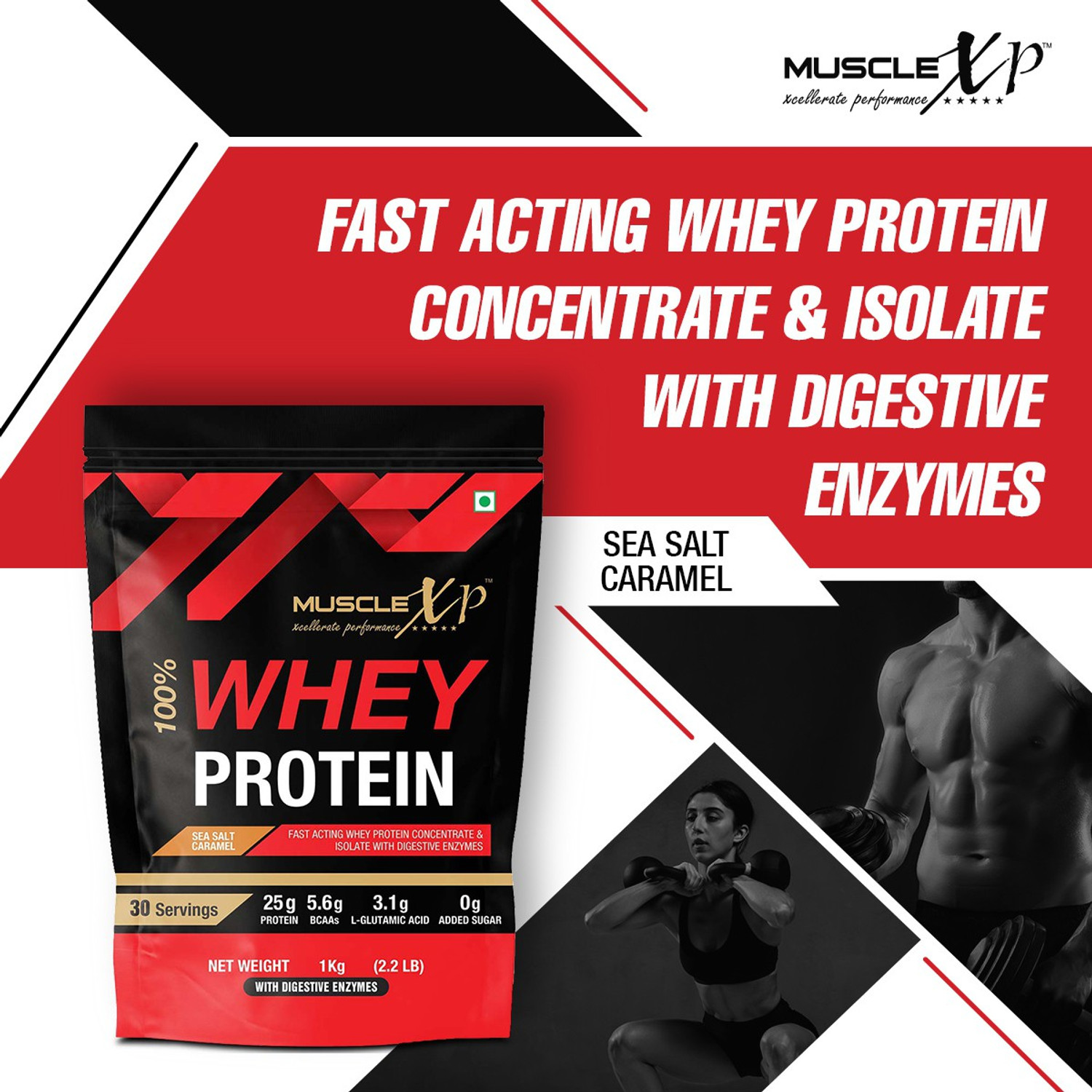 Image of MuscleXP 100% Whey Protein with Whey Protein Isolate Blend (75g Protein) Whey Protein