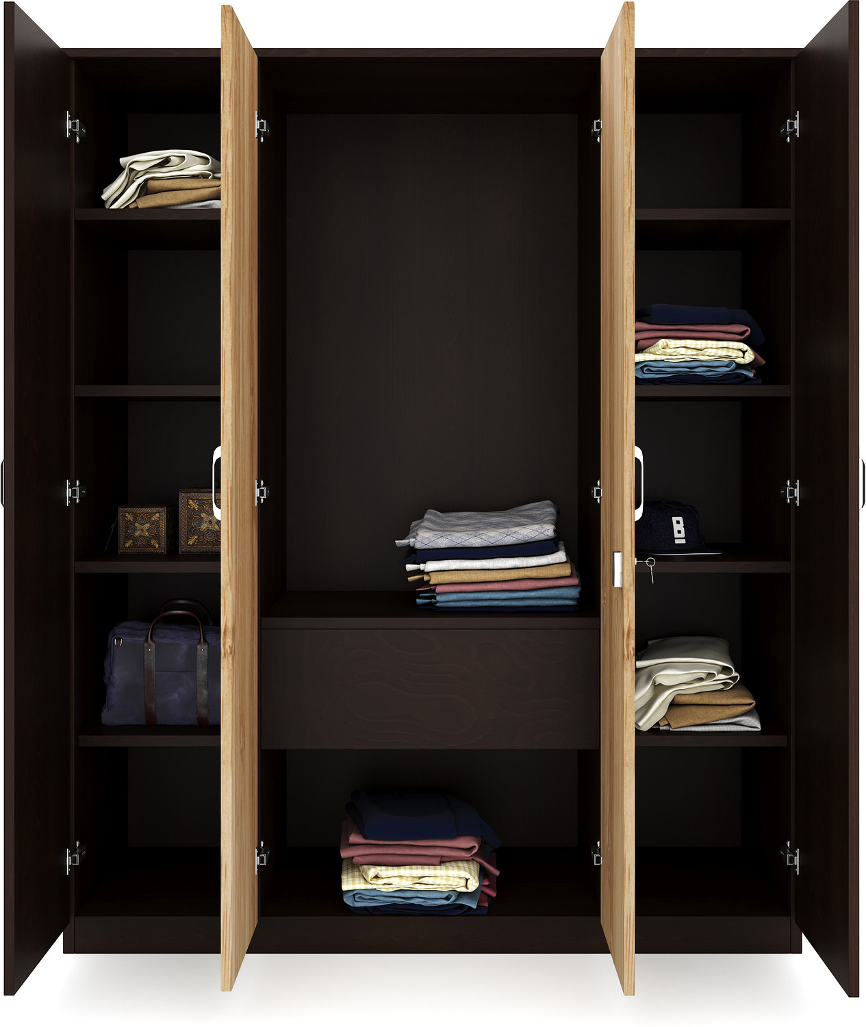 Image of Nilkamal Willy Engineered Wood 4 Door Wardrobe