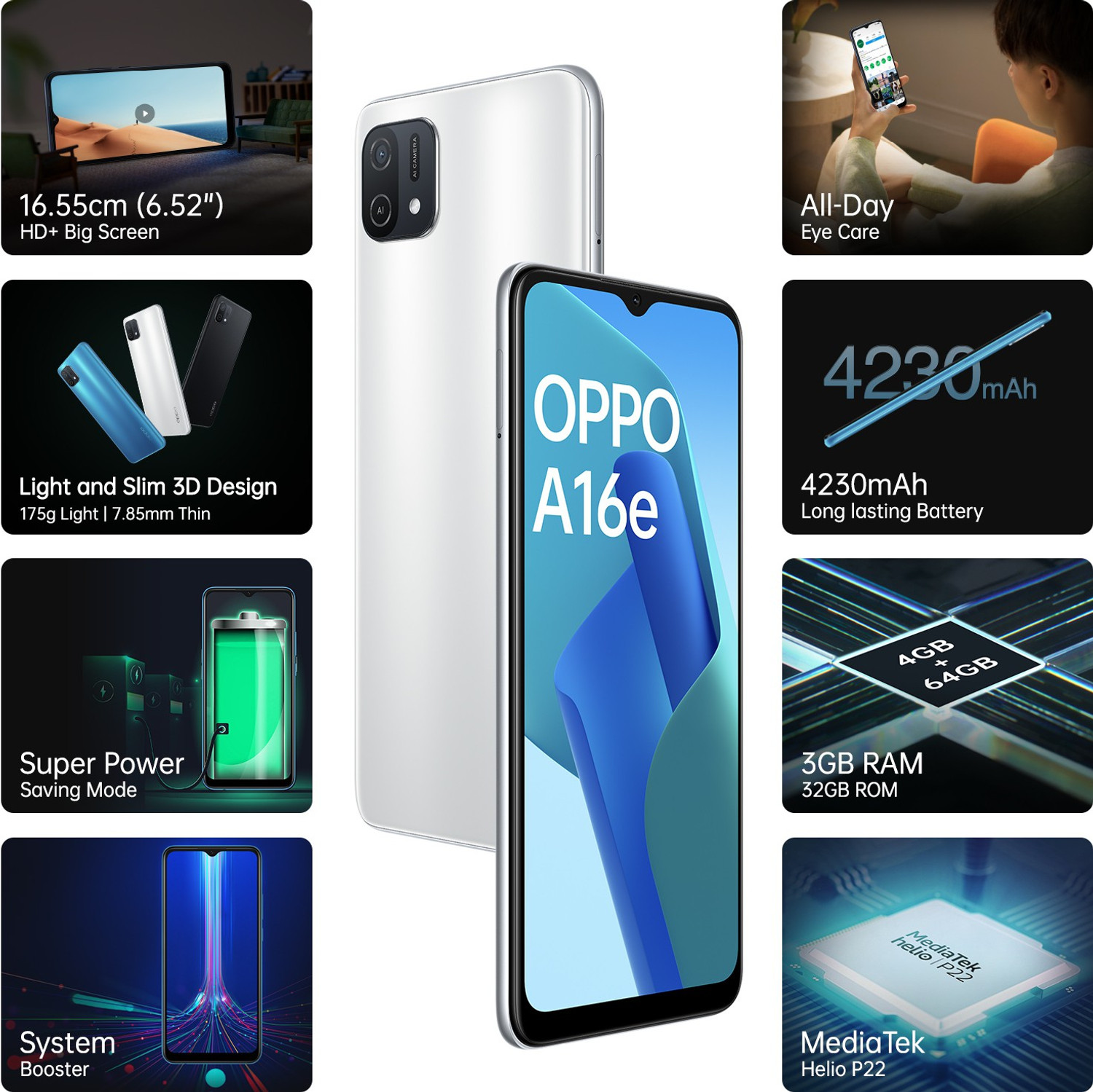 Image of OPPO A16E (White, 32 GB) (3 GB RAM)