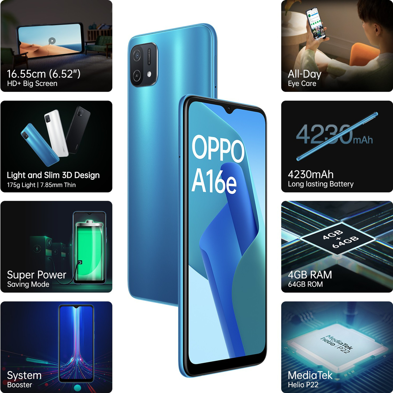 Image of OPPO A16E (Blue, 64 GB) (4 GB RAM)