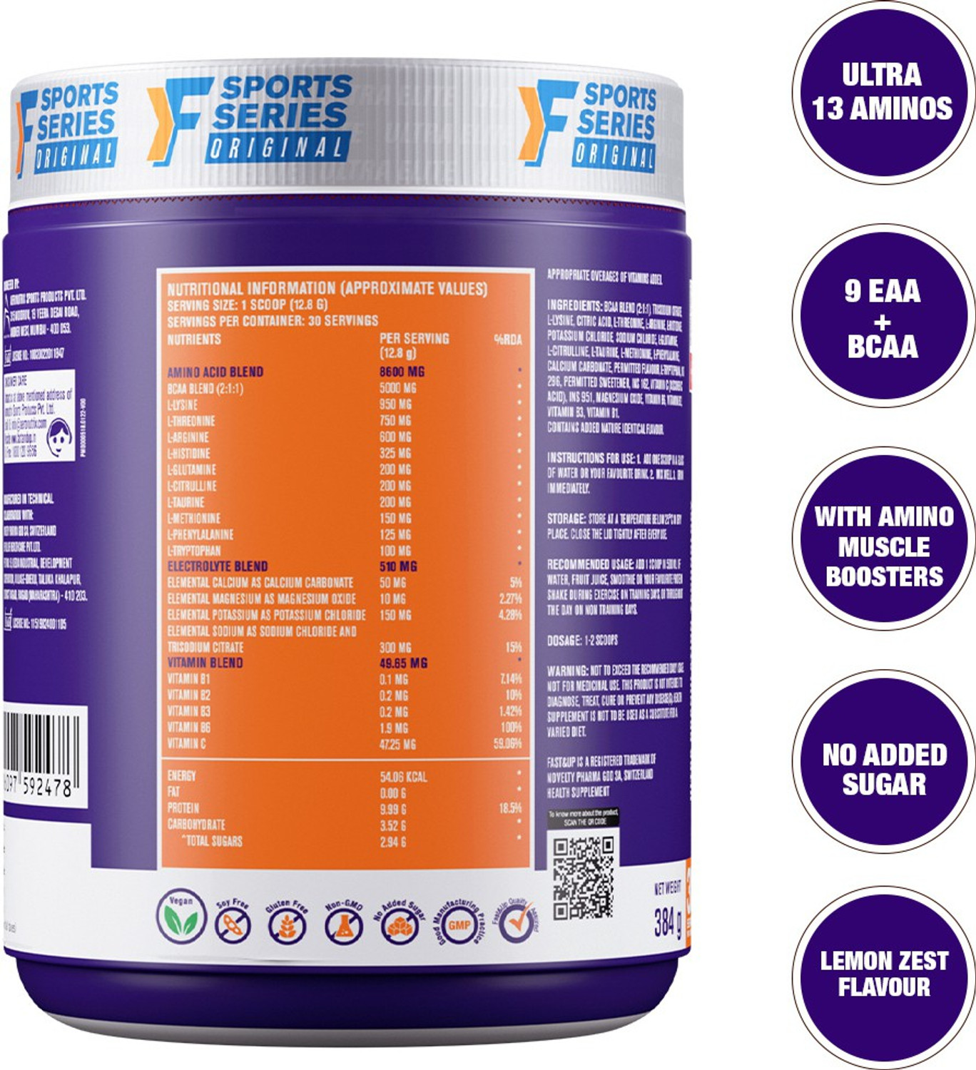 Image of FAST&UP EAA Intra-Training drink with BCAA+Electrolyte Blend+Vitamin Booster EAA (Essential Amino Acids)