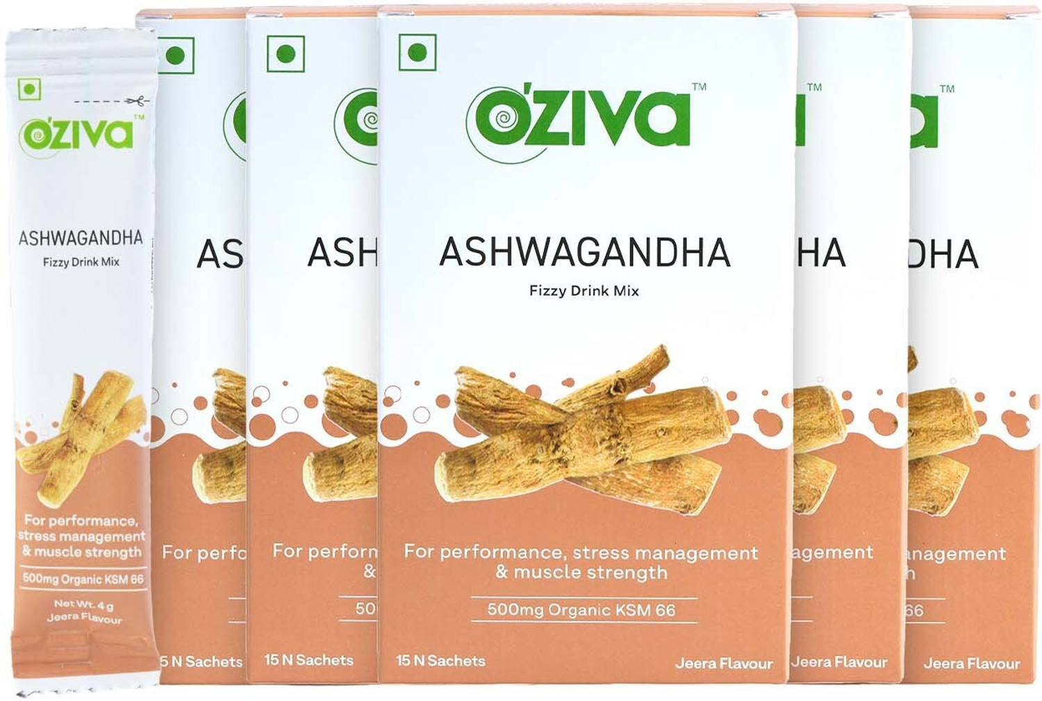 Image of OZiva Ashwagandha Fizzy Drink for Stress Management, Muscle Health