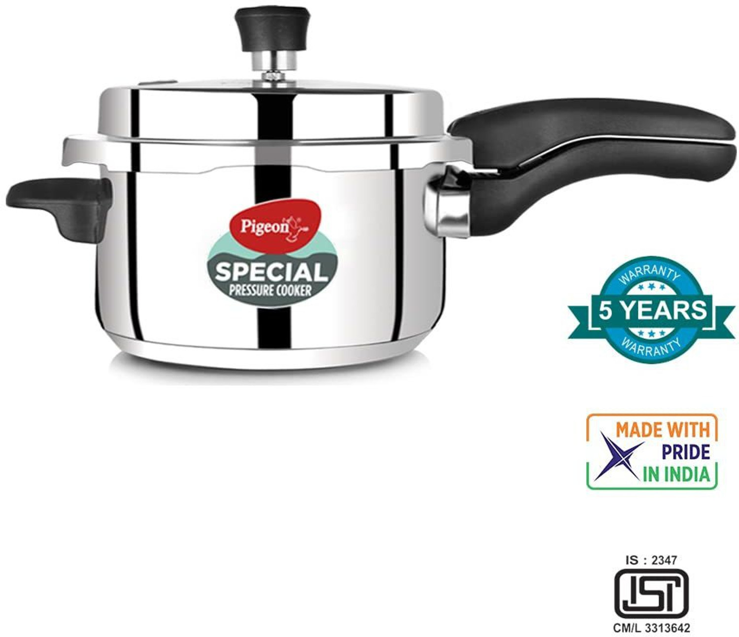 Image of Pigeon Special and 2 L, 3 L, 5 L Outer Lid Induction Bottom Pressure Cooker