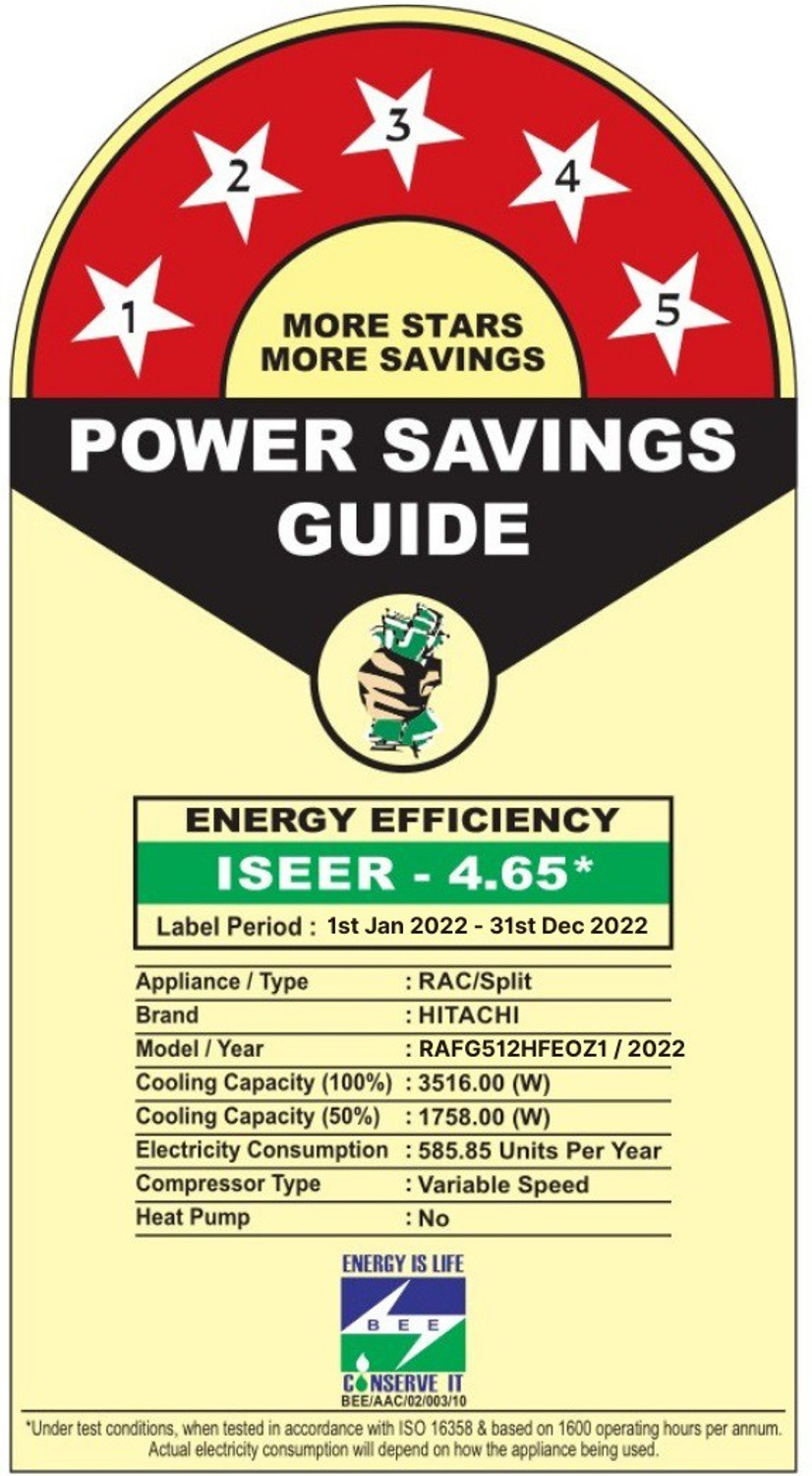 Image of Hitachi 2022 Model 1 Ton 5 Star Split Inverter AC