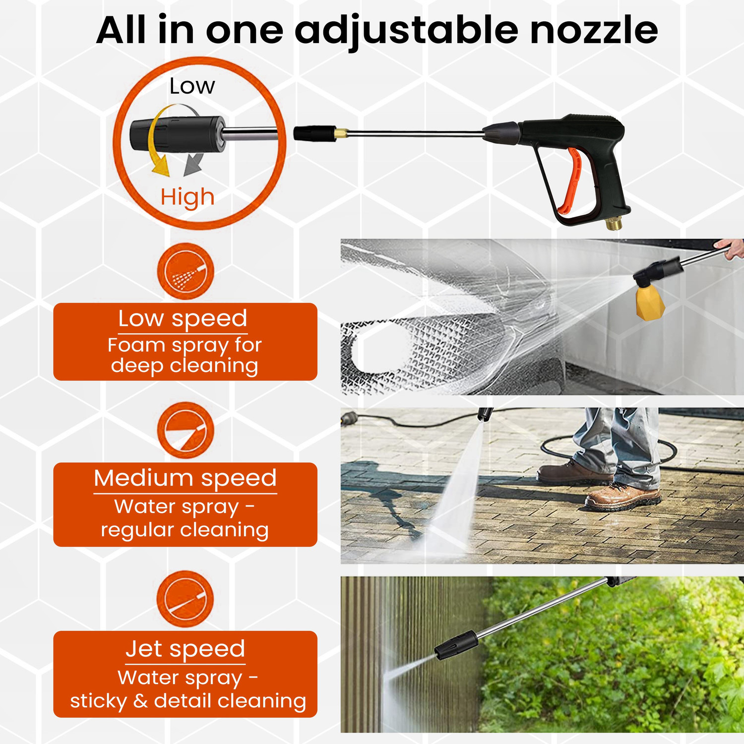 Image of AGARO Supreme 1800 Watt, 120 Bar, 6.5L /Min Flow Rate, 8 Mtr Hose, Car & Bike, High Pressure Washer