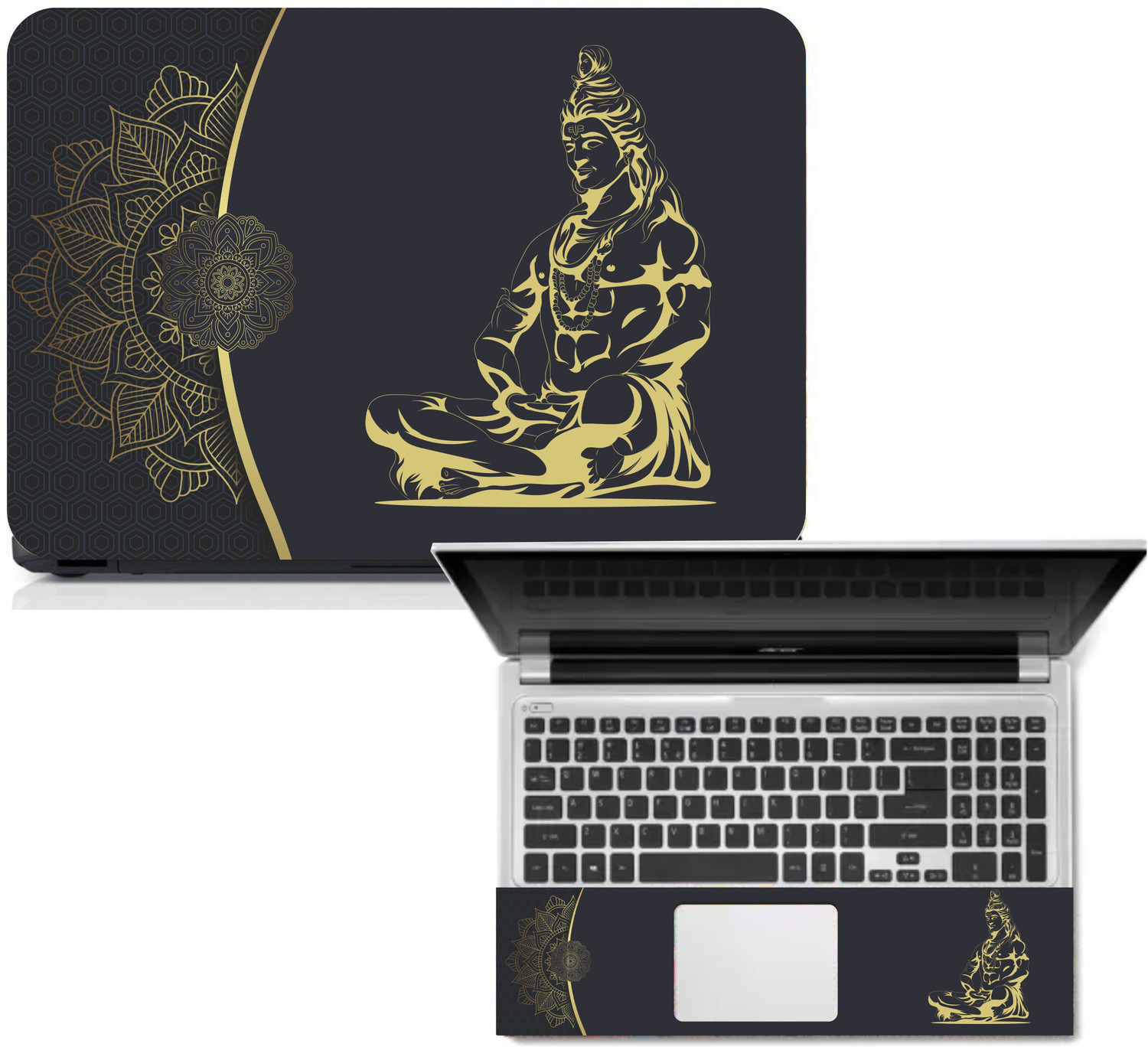 Image of Gloshvi Lord Shiva Laptop Skin Decal Sticker, Waterproof, Bubble Free and scratch proof Vinyl Reusable Laptop Skin Compatible for 15.6 inch