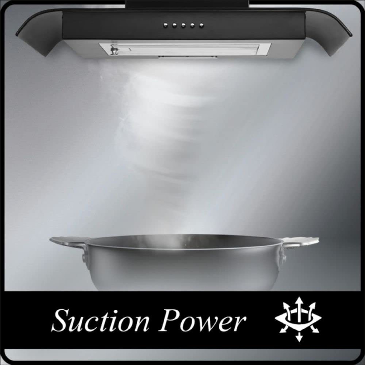 Image of BLOWHOT 60cm Spectra Chimney 800m3 /h Suction Power, Baffle Filter For Modular Kitchen Wall Mounted Black 800 CMH Chimney