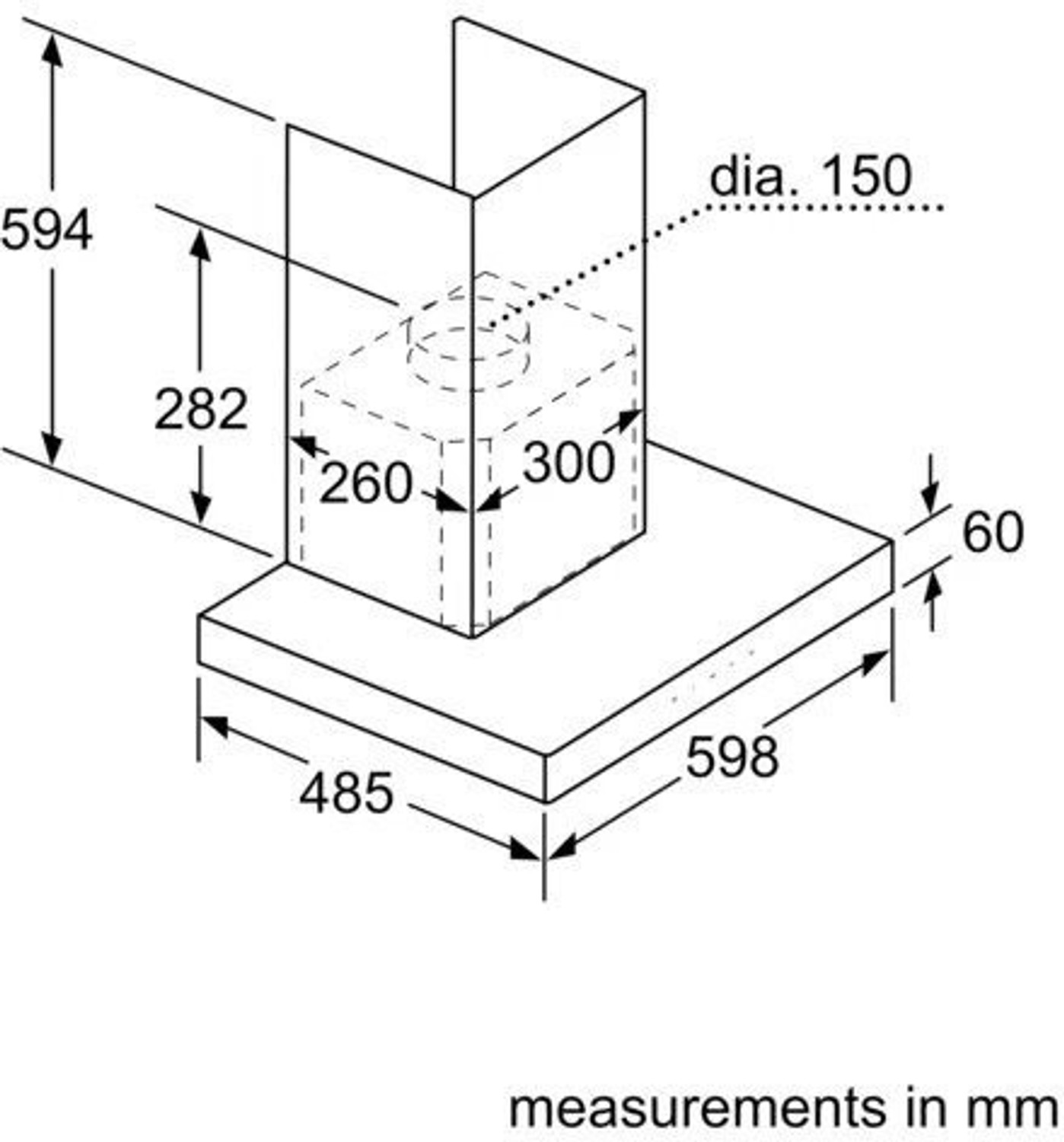 Image of BOSCH DWB068G50I Wall Mounted Silver 800 CMH Chimney