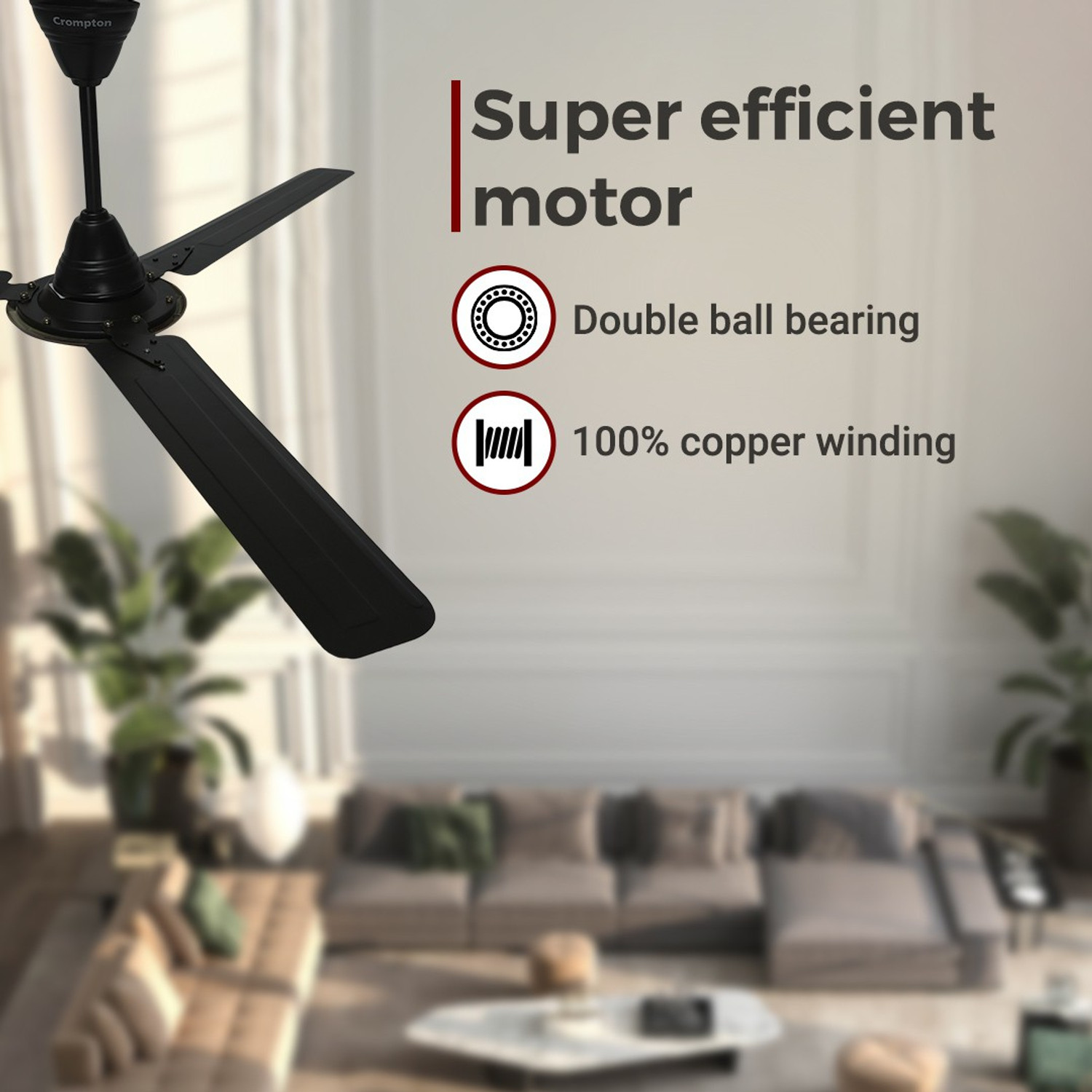 Image of Crompton Superbriz Deco with 2 Year Warranty Anti Dust 1200 mm Ceiling Fan
