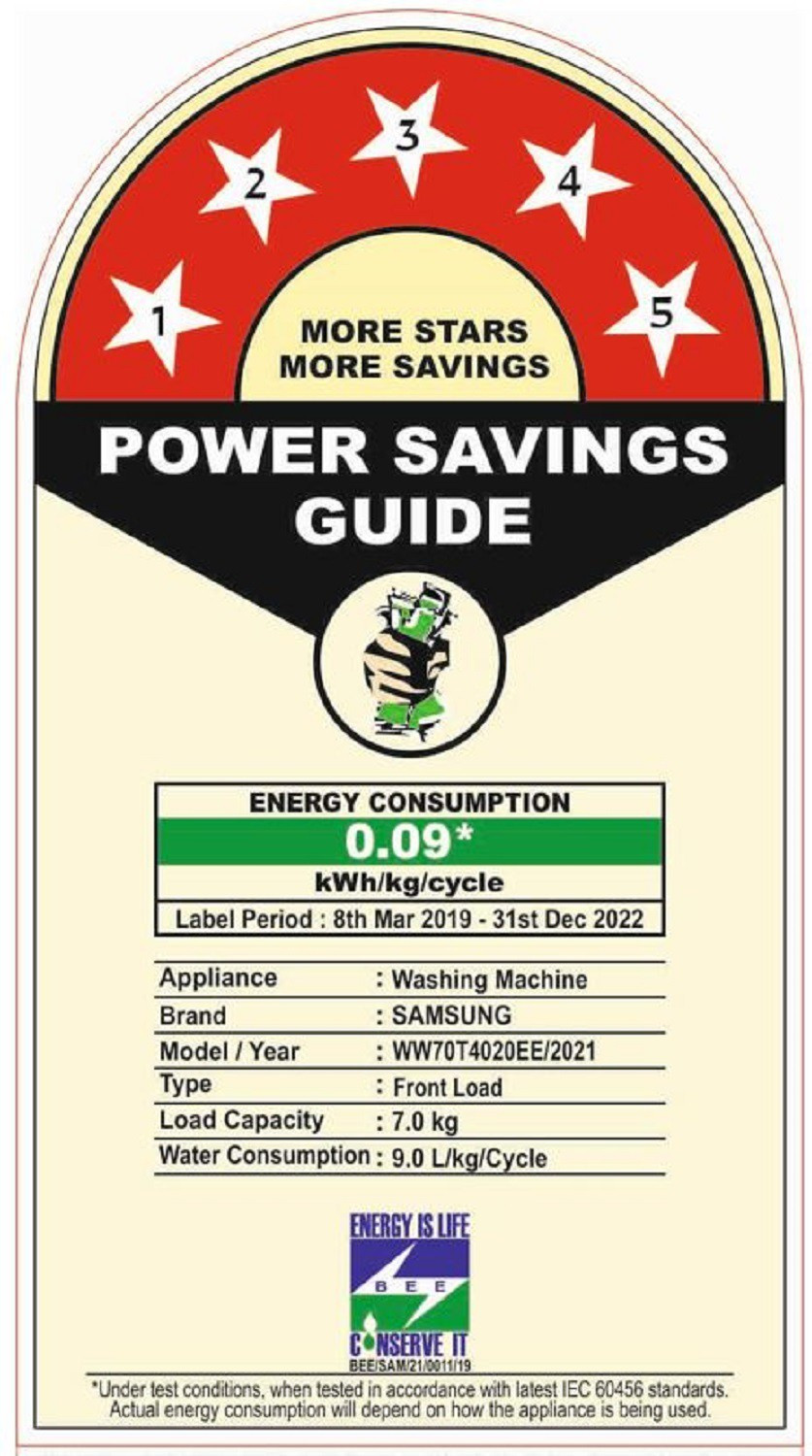 Image of Samsung 7 kg 5 Star, Inverter, Hygiene Steam Diamond Drum Fully Automatic Front Load Washing Machine with In-built Heater White