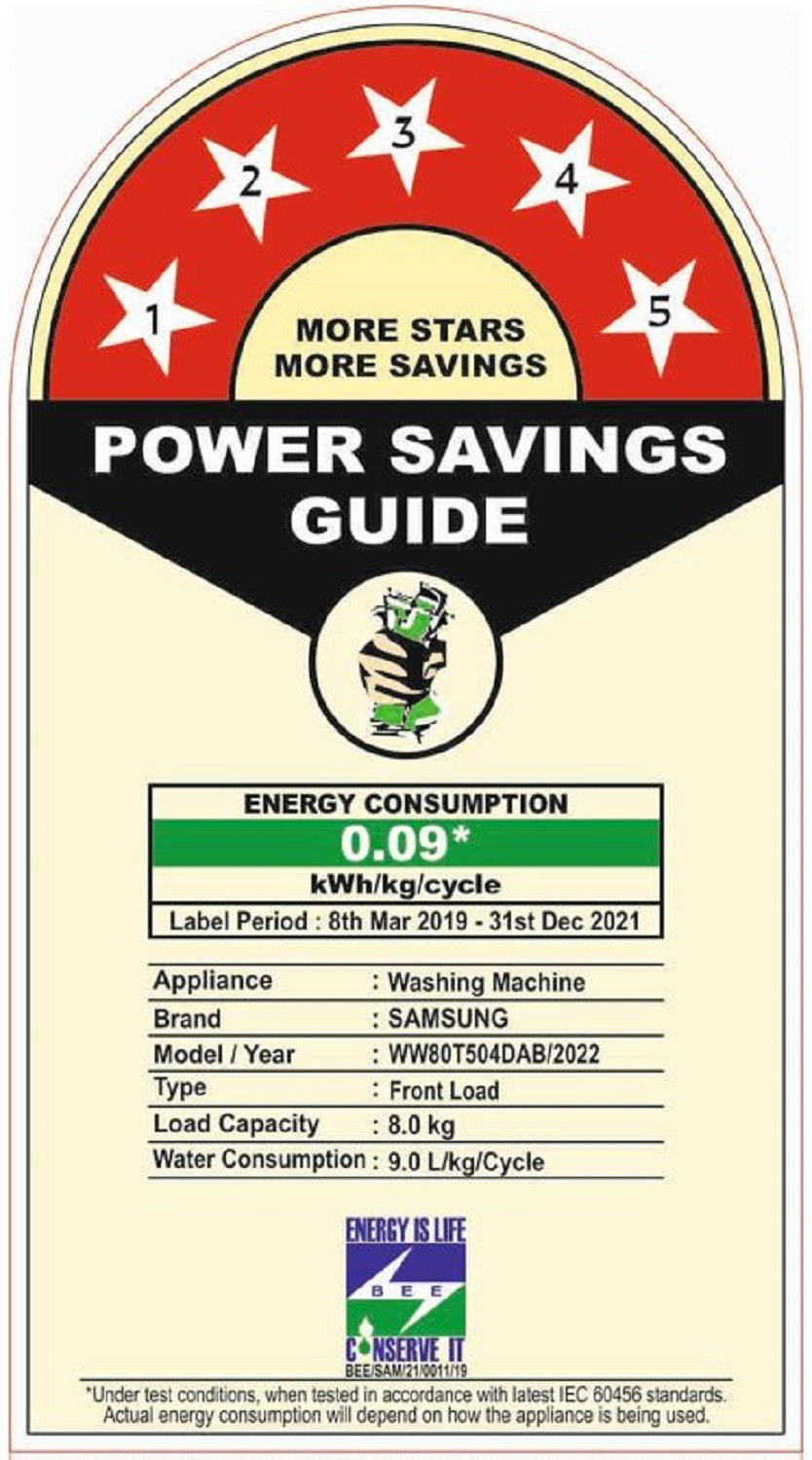 Image of Samsung 8 kg 5 Star, AI Ecobubble, Wi-Fi, Hygiene Steam,Digital Inverter Fully Automatic Front Load Washing Machine with In-built Heater Black