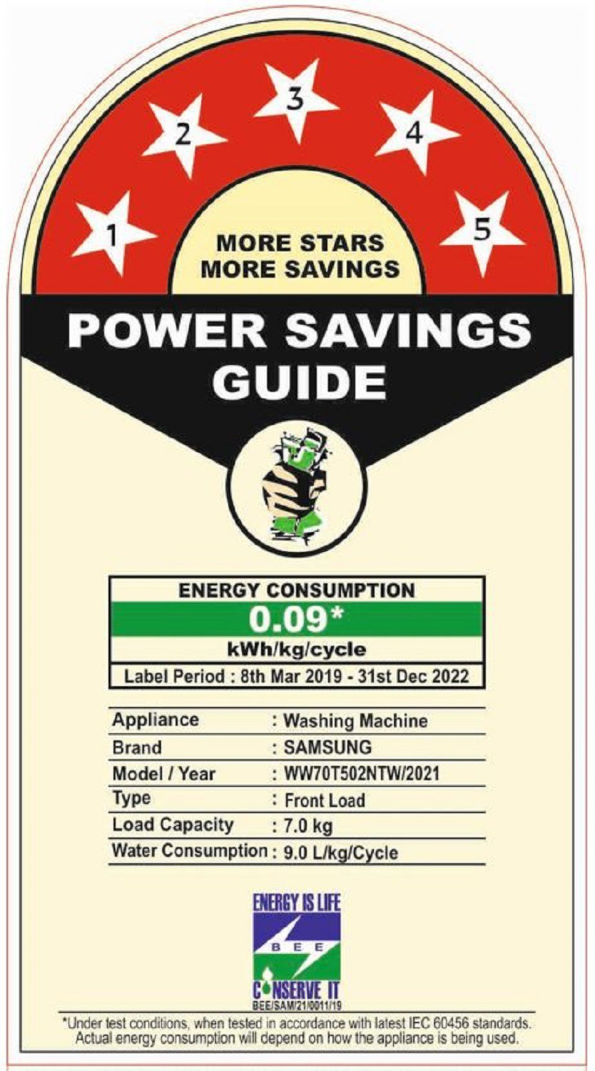 Image of Samsung 7 kg 5 Star, AI, Wi-Fi, Digital Inverter, Digital Inverter Fully Automatic Front Load Washing Machine with In-built Heater White