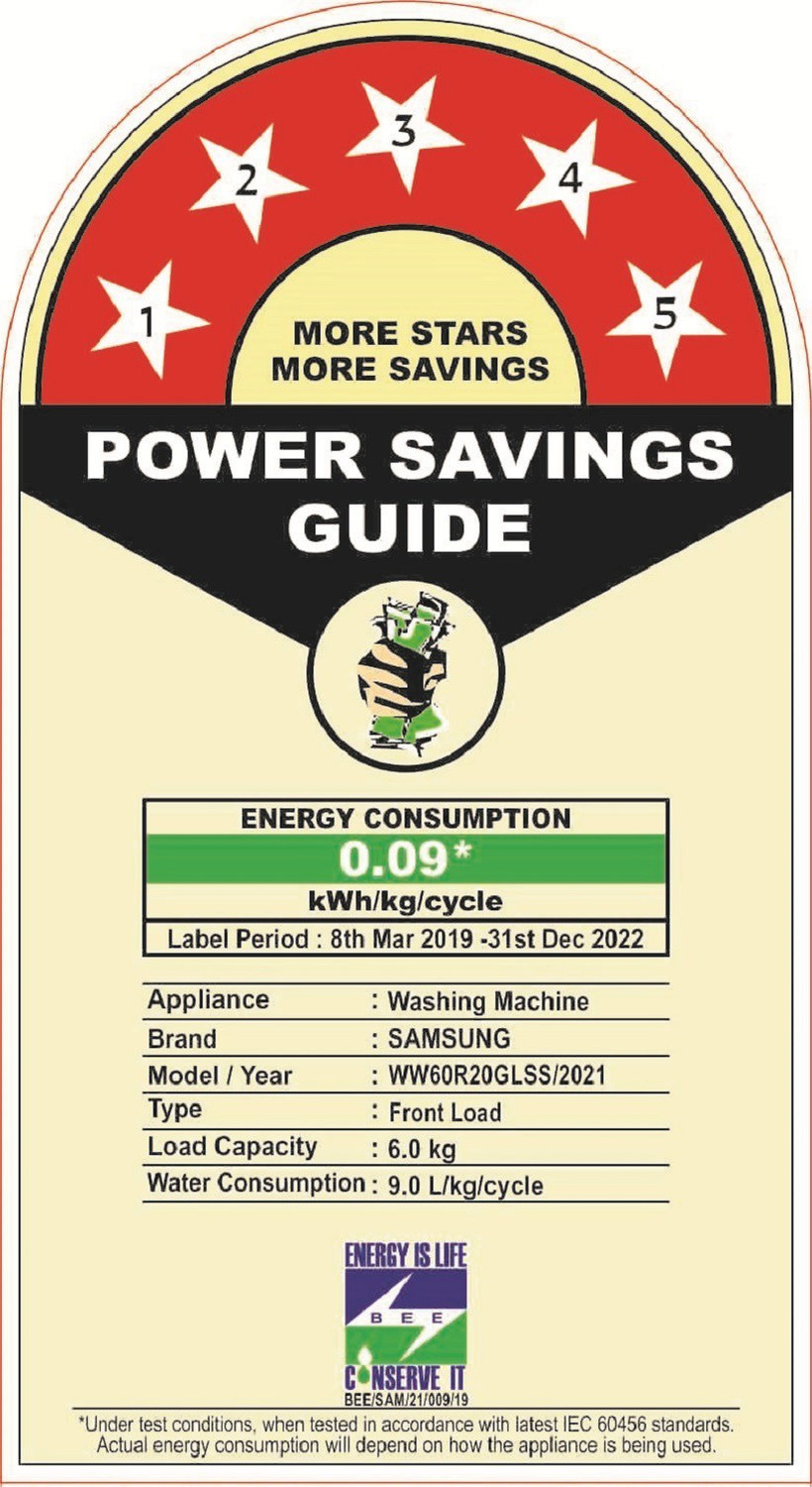 Image of Samsung 6 kg Inverter, 5 star, Hygiene Steam, Digital Inverter Fully Automatic Front Load Washing Machine with In-built Heater Silver