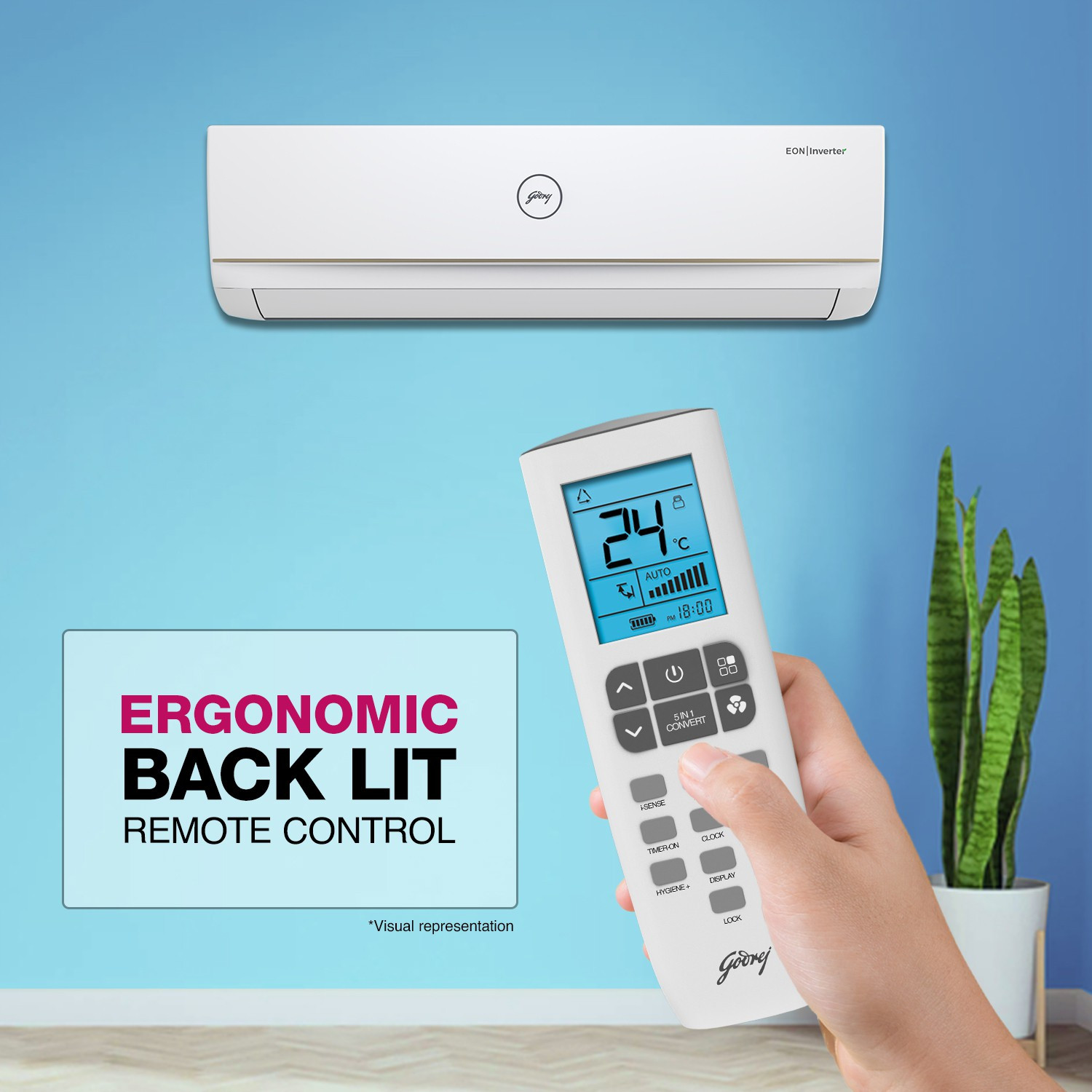 Image of Godrej 2022 Model 1 Ton 3 Star Split Inverter With Anti-Virus Protection AC