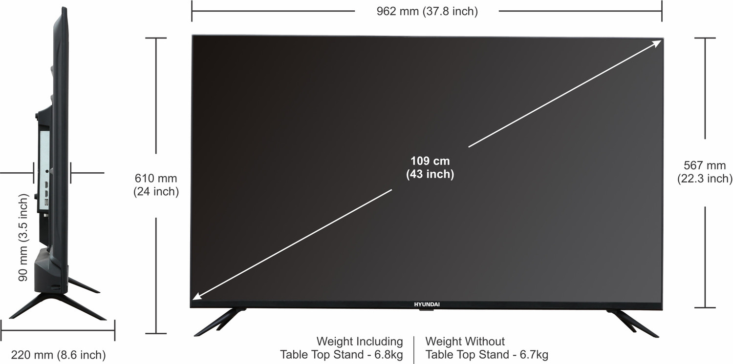 Image of Hyundai 109 cm (43 inch) Ultra HD (4K) LED Smart WebOS TV (UHDHY43WSR4BYI5)