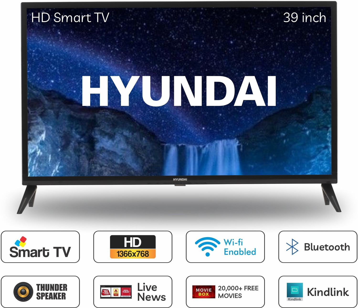 Image of Hyundai 98 cm (39 inch) HD Ready LED Smart Android Based TV