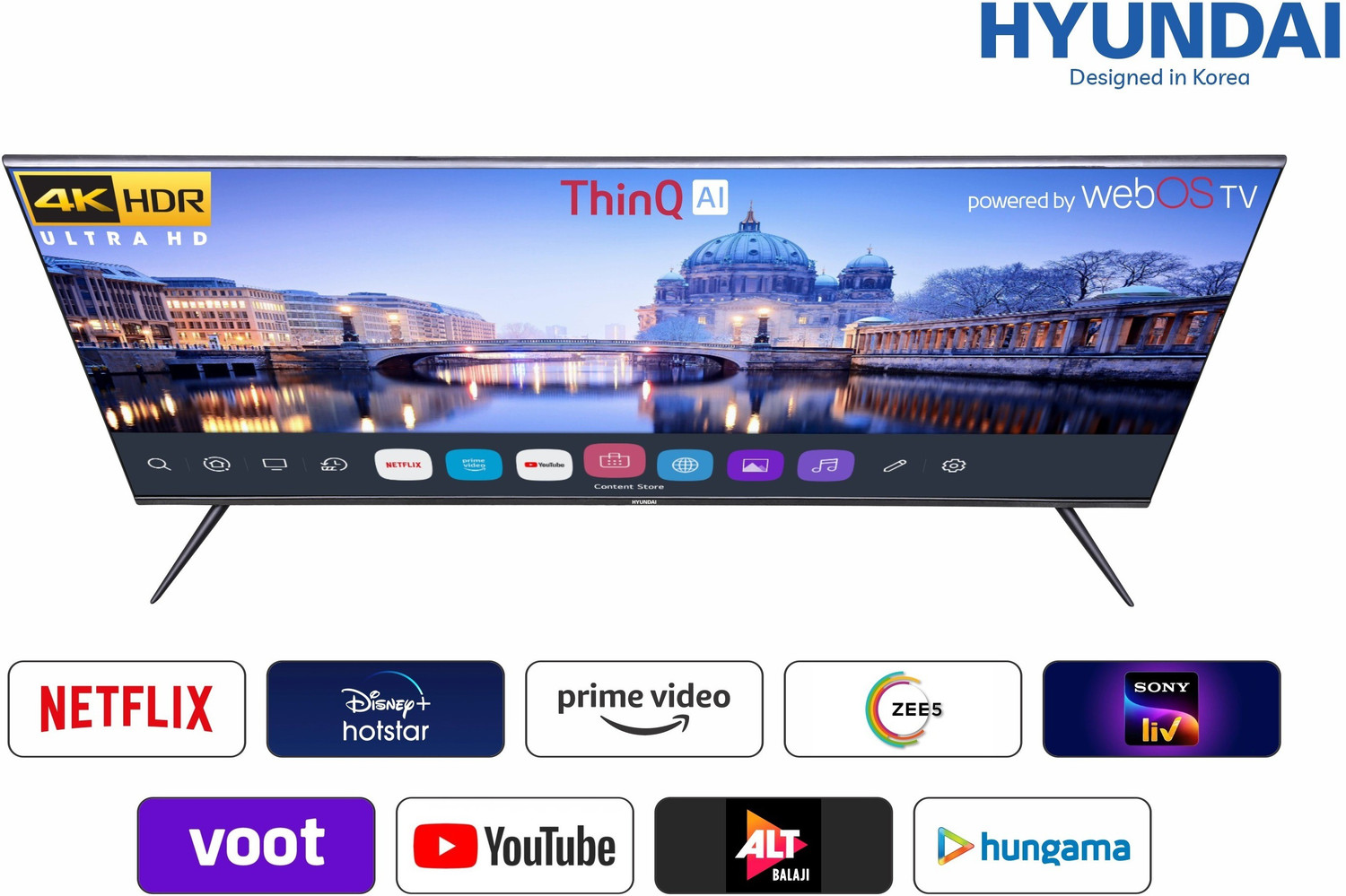Image of Hyundai 109 cm (43 inch) Ultra HD (4K) LED Smart WebOS TV (UHDHY43WSR4BYI5)