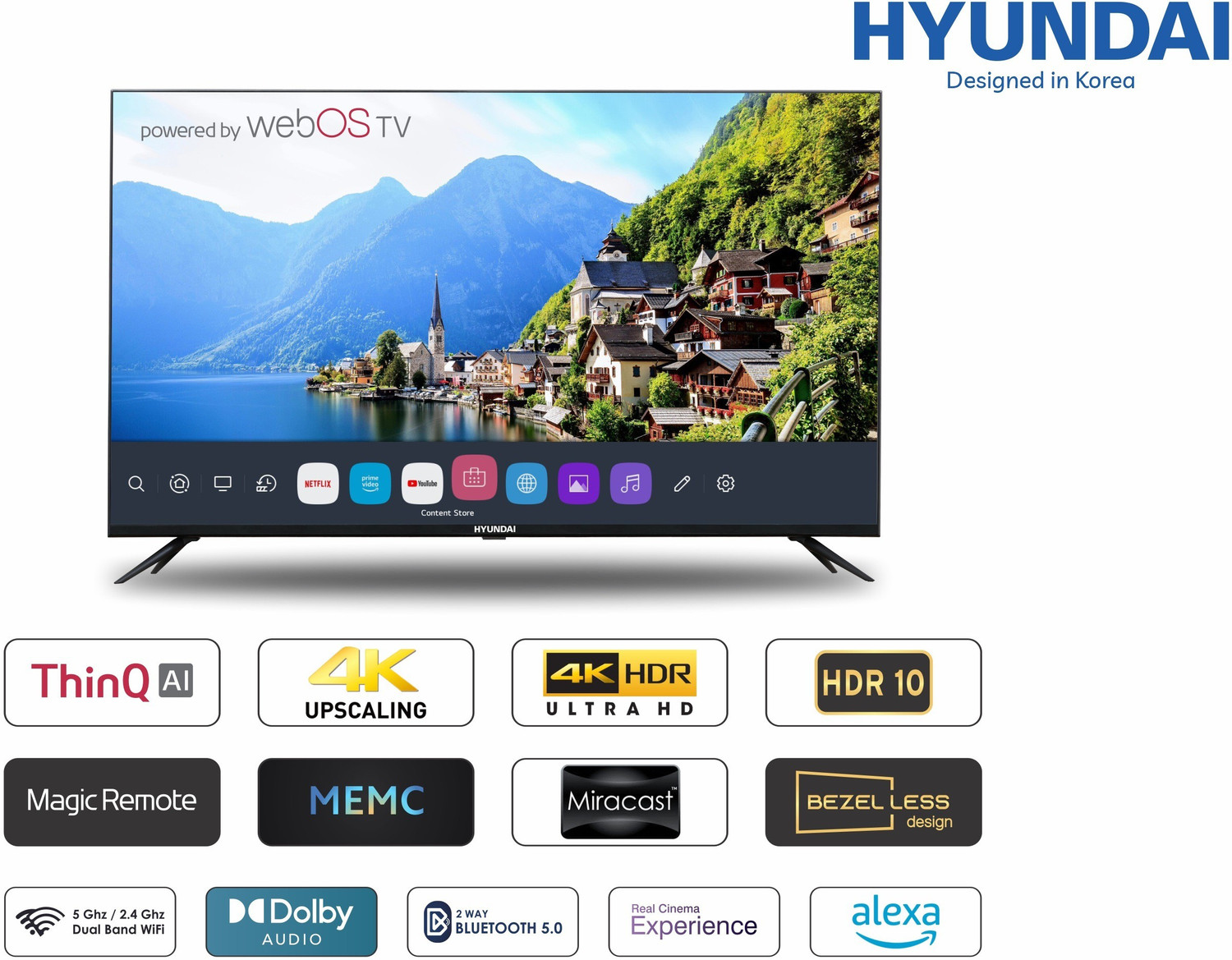Image of Hyundai 109 cm (43 inch) Ultra HD (4K) LED Smart WebOS TV (UHDHY43WSR4BYI5)