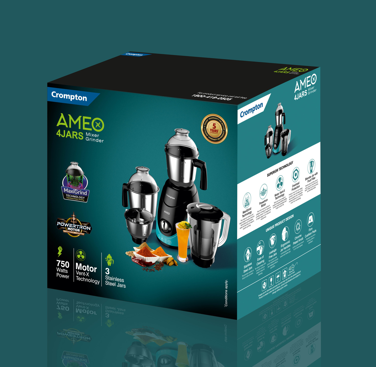 Image of Crompton Ameo 750 W Mixer Grinder