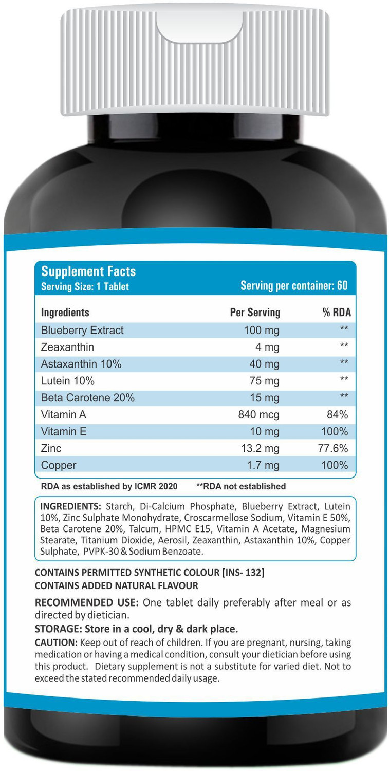 Image of Hiral Health Viz-9 Tablets: Eye Supplement with Vitamin A, Lutein, Zeaxanthin Vision Care