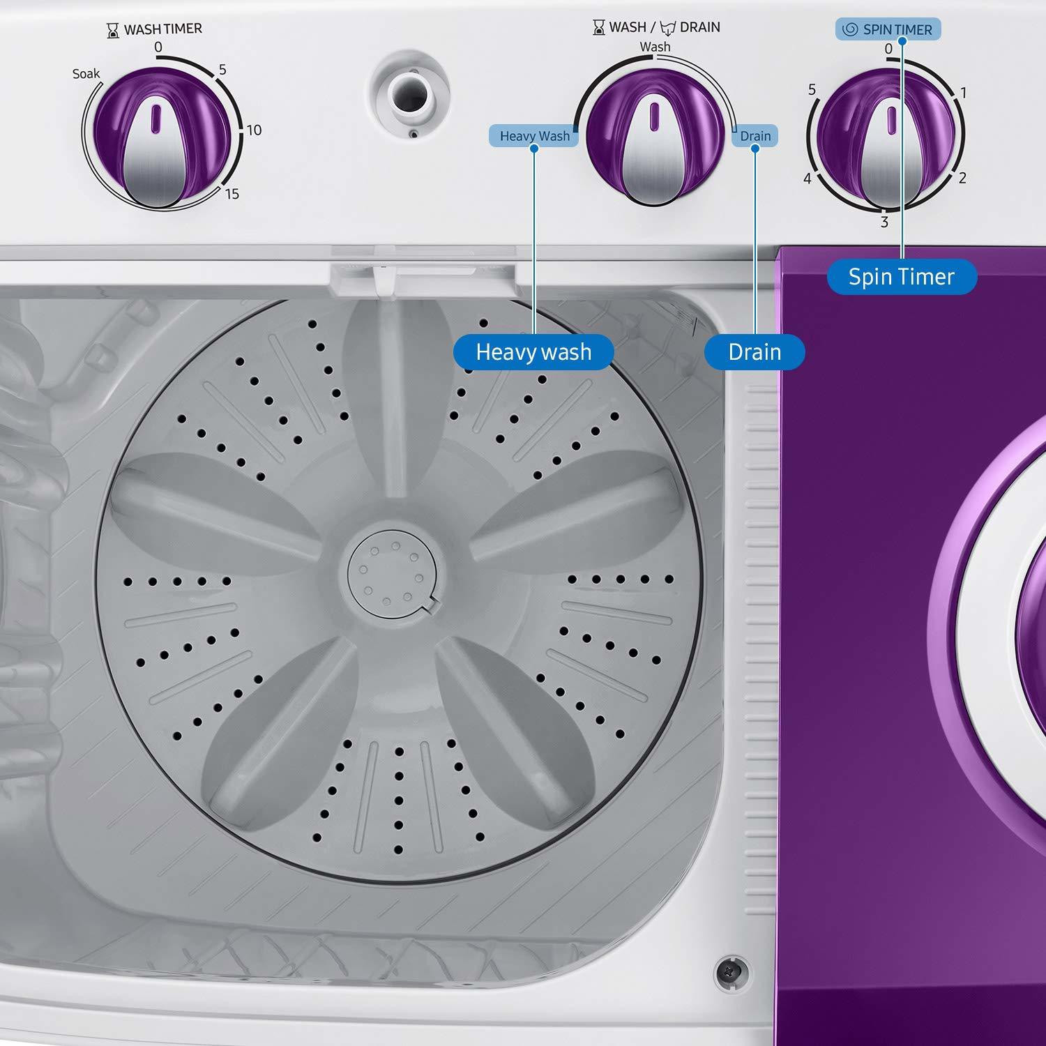 Image of Samsung 6 kg 5 star,Air Turbo Drying Semi Automatic Top Load Washing Machine White, Grey, Purple