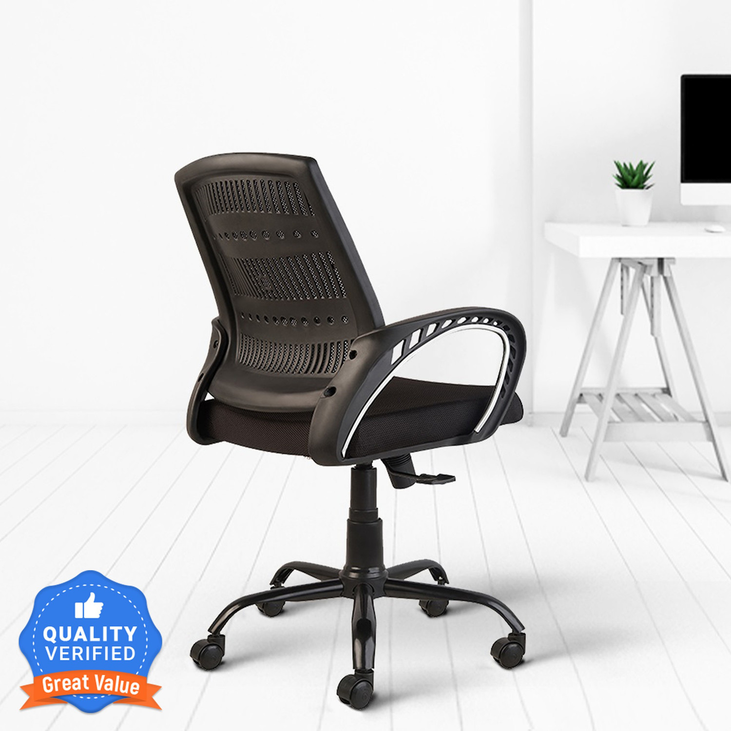 Image of CELLBELL Neso C106 Mid Back Mesh Office Executive Chair (Black, Optional Installation Available)