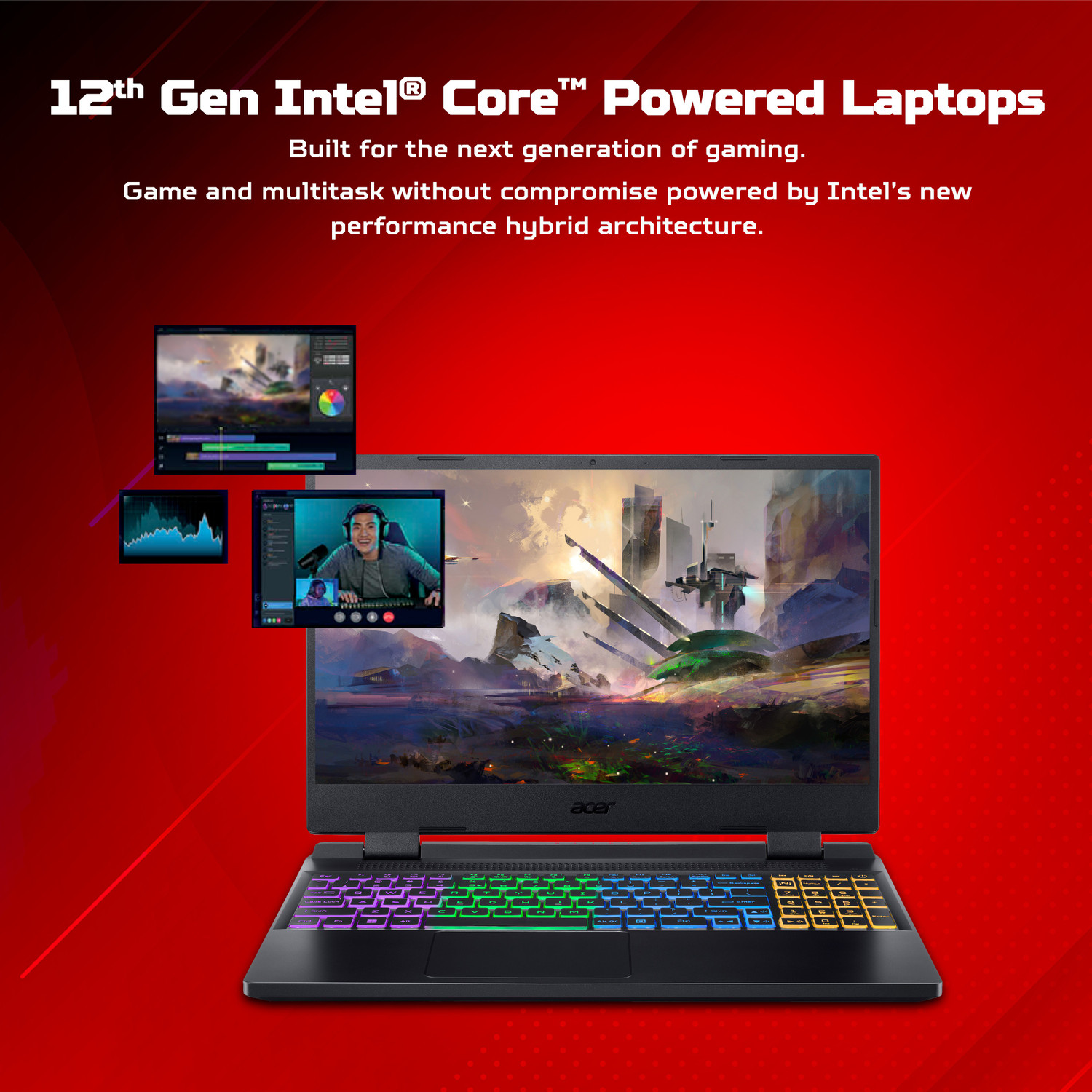 Image of Acer Nitro 5 Intel Core i5 12th Gen 12500H - (8 GB /512 GB SSD /Windows 11 Home /4 GB Graphics /NVIDIA GeForce RTX 3050) AN515-58 Gaming Laptop