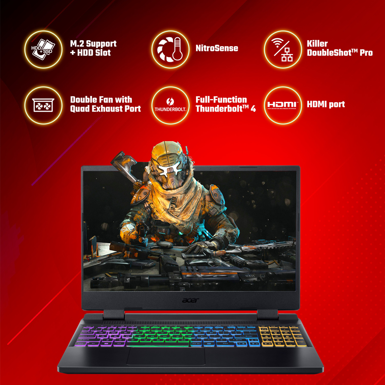 Image of Acer Nitro 5 Intel Core i5 12th Gen 12500H - (8 GB /512 GB SSD /Windows 11 Home /4 GB Graphics /NVIDIA GeForce RTX 3050) AN515-58 Gaming Laptop