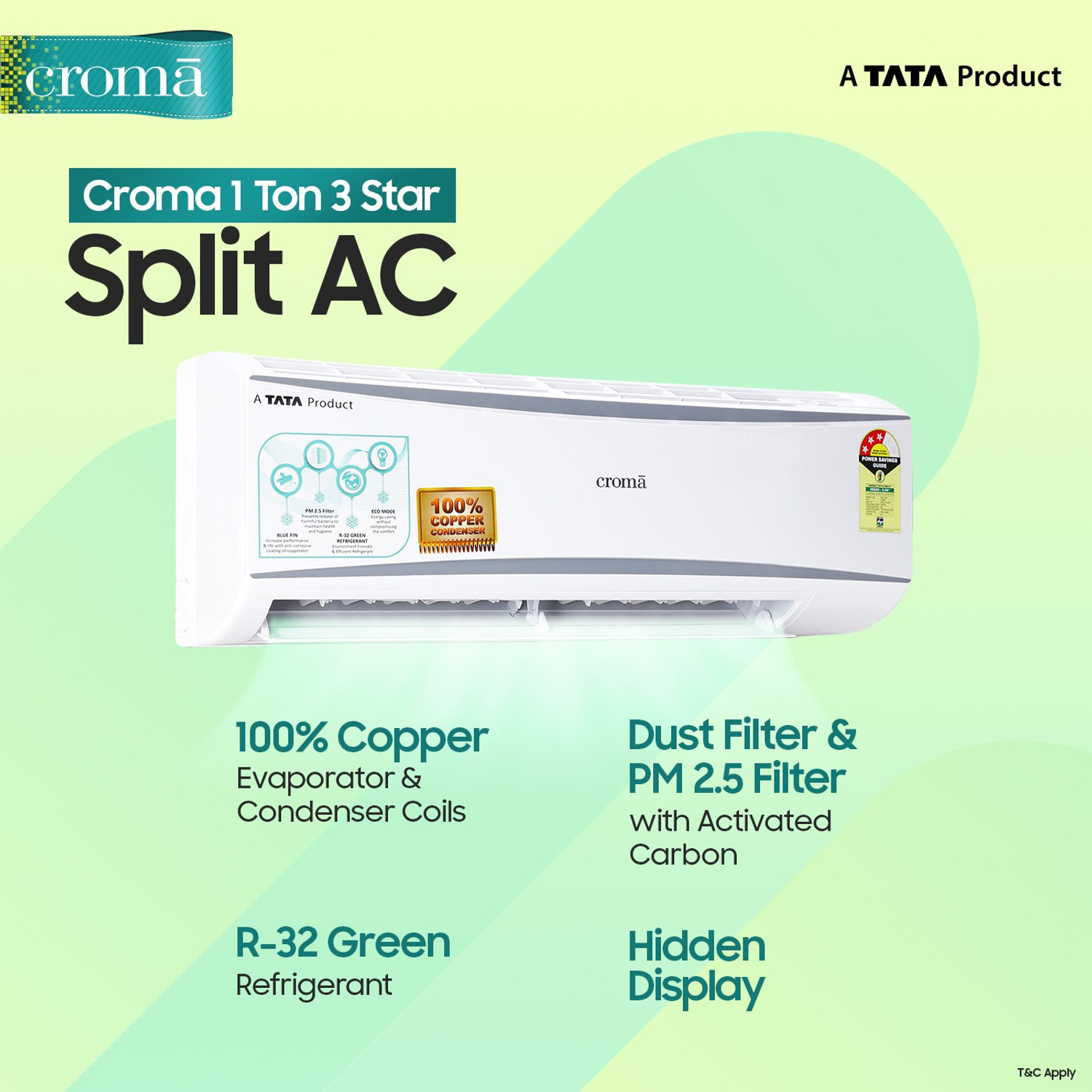 Image of Croma 2019 Model 1 Ton 3 Star Split AC