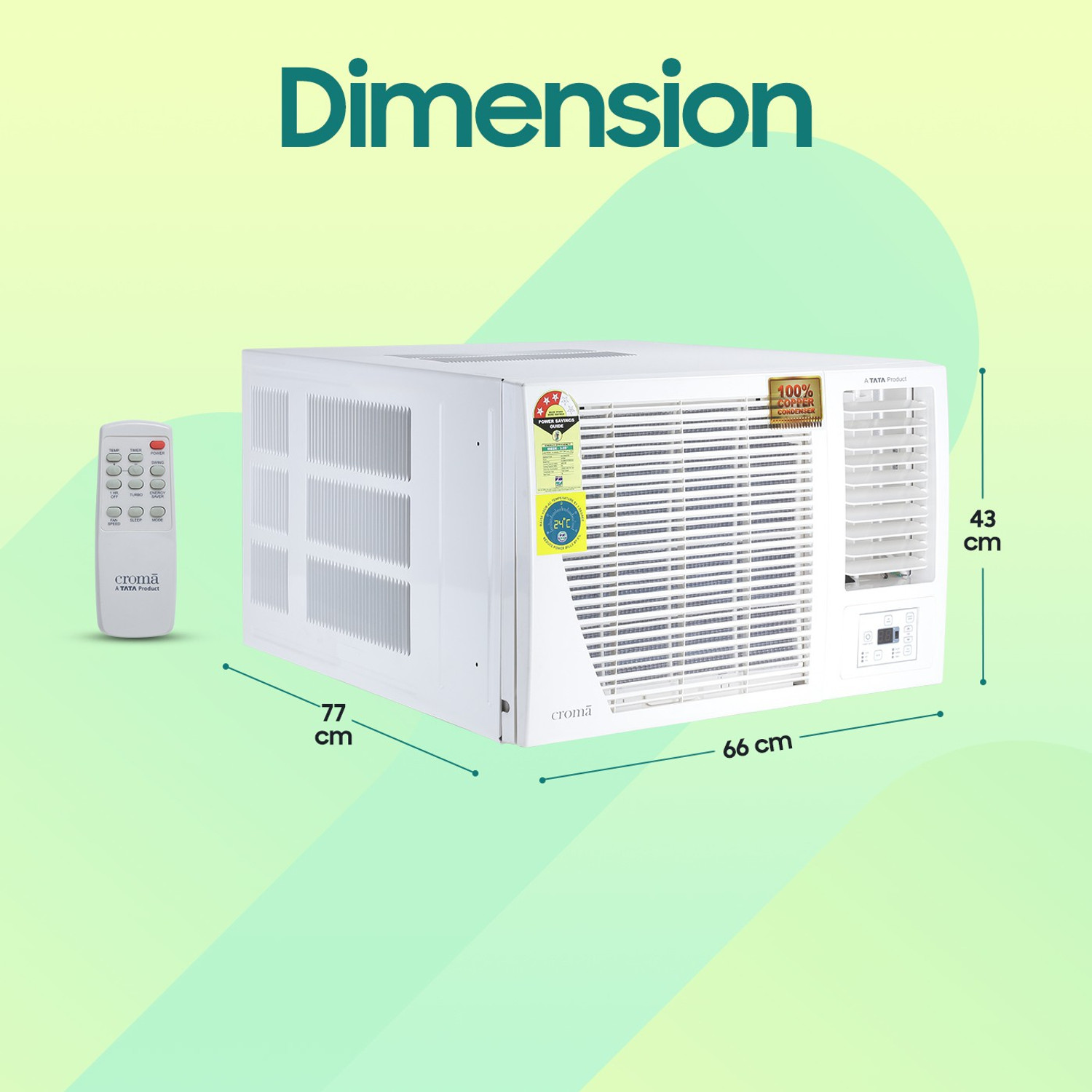 Image of Croma 2022 Model 1.5 Ton 3 Star Window R-32 Green Refrigerent, Dust Filter AC