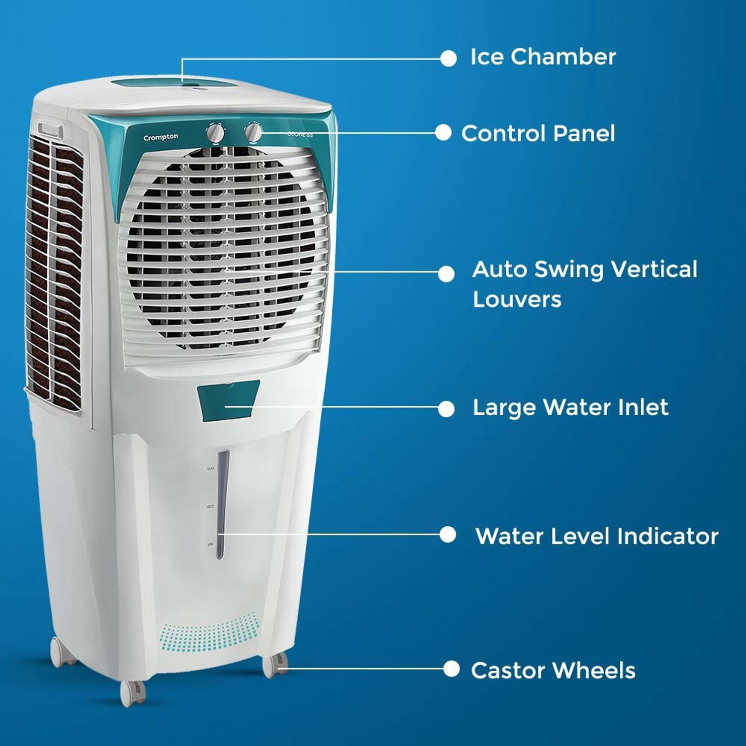 Image of Crompton 88 L Desert Air Cooler with Honeycomb Cooling Pad