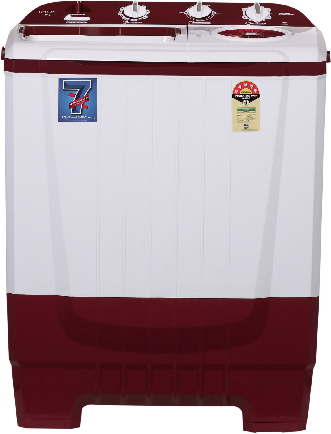 Image of ONIDA 8 kg 5 star and In-built Basket Semi Automatic Top Load Washing Machine Red, White