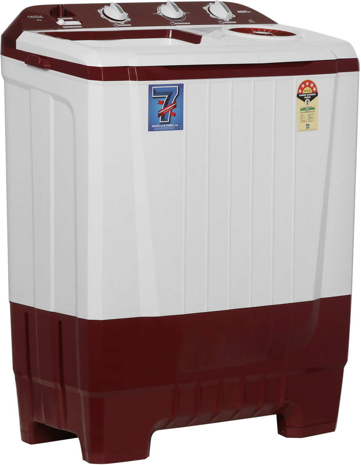 Image of ONIDA 8 kg 5 star and In-built Basket Semi Automatic Top Load Washing Machine Red, White